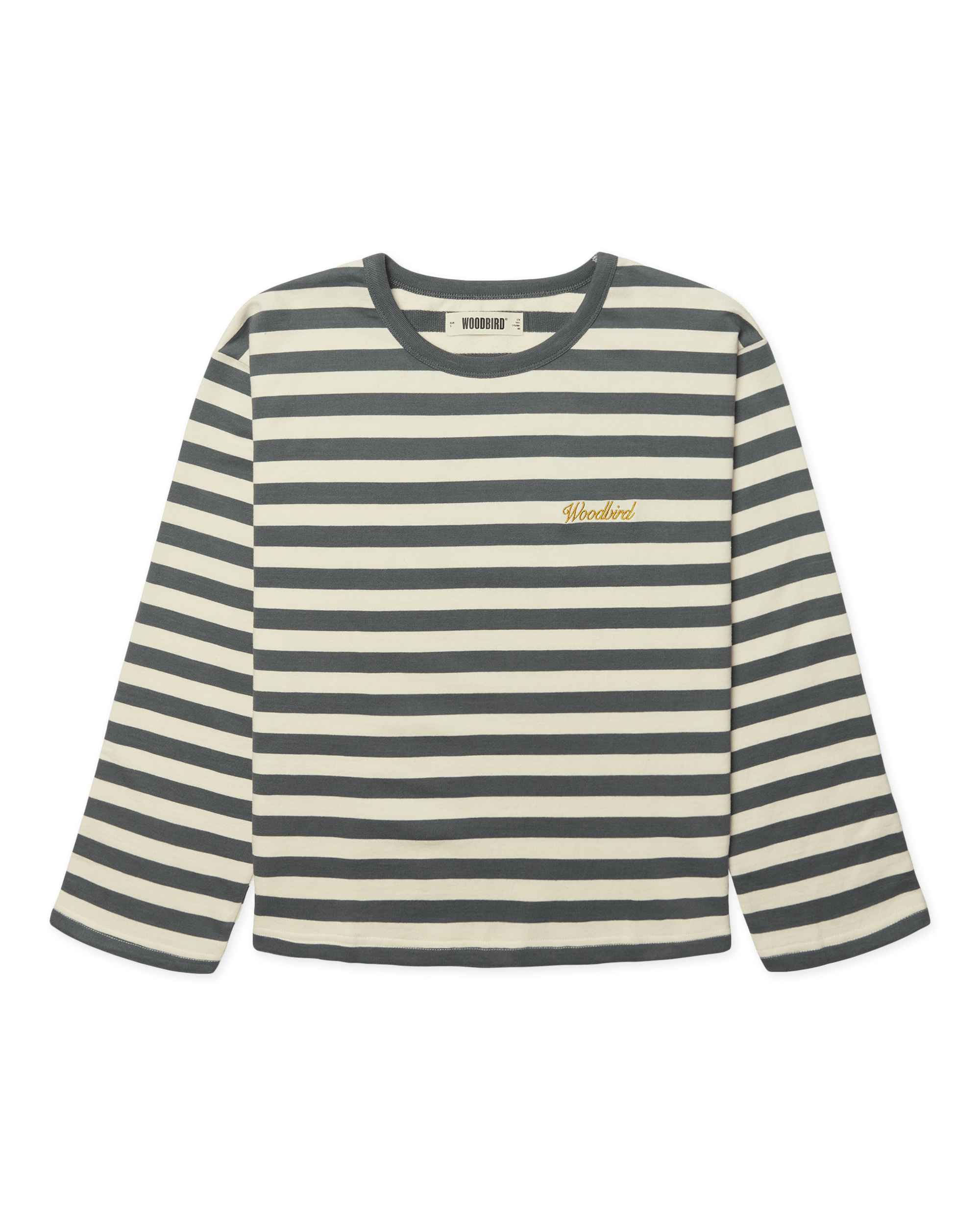 Woodbird Female WBJoul Wide Sleeve Stripe Tee T-Shirts White-Slate Blue