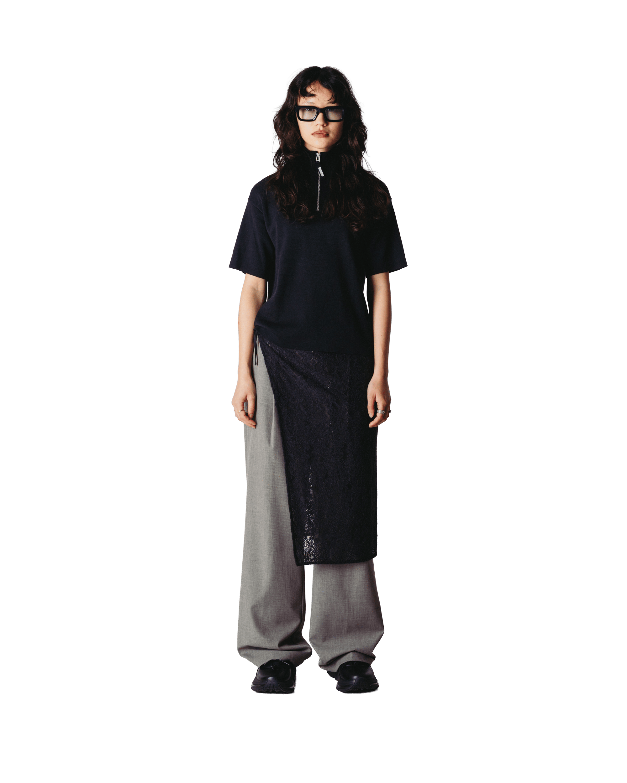 Woodbird Female WBKimchi SS 1/2 Zip Knits Black