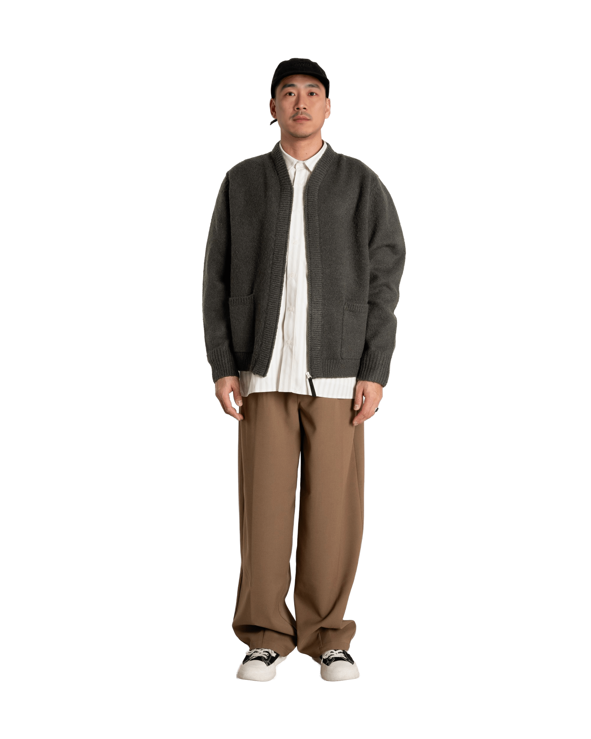 Woodbird WBKoon Zip Whole Cardigan Knits Medium Grey