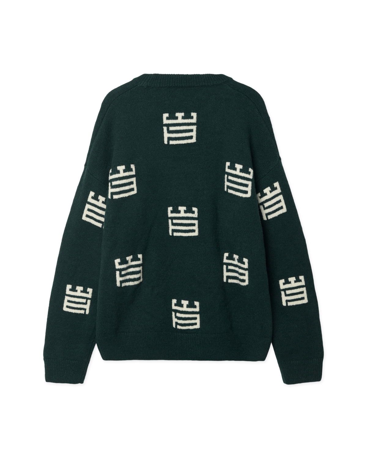 Woodbird WBKurt Monogram Crew Knits Green-Off White