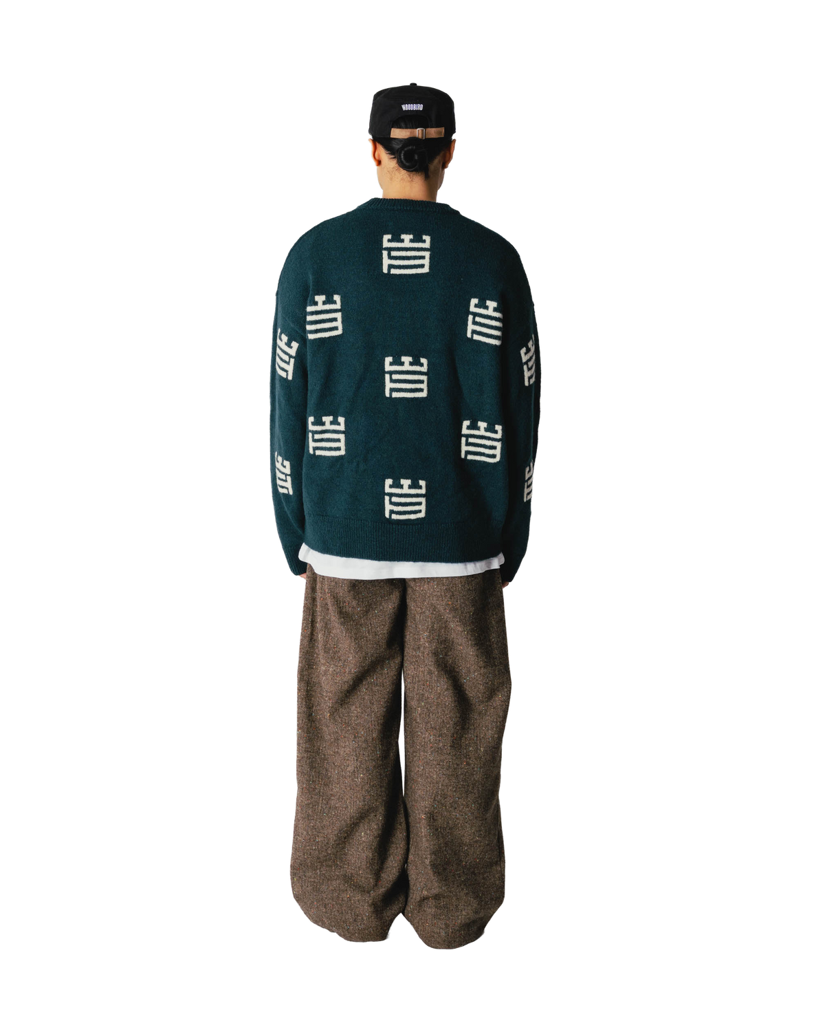Woodbird WBKurt Monogram Crew Knits Green-Off White