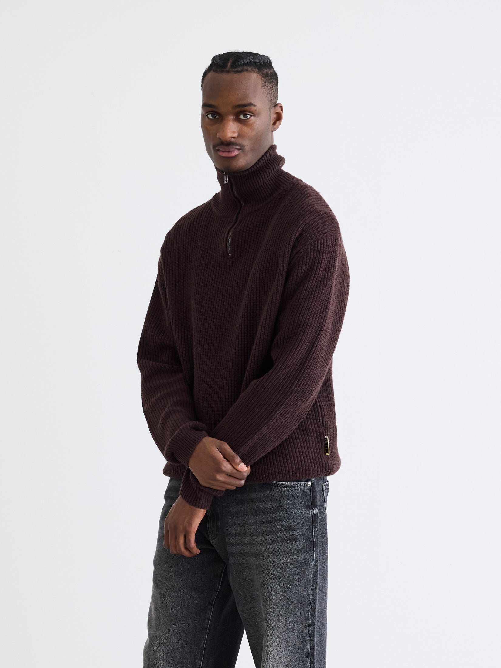 Woodbird WBLass Wool Half-Zip Knits Brown