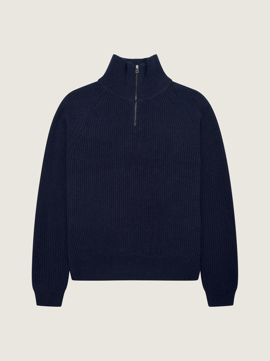 Woodbird WBLass Wool Half-Zip Knits Navy