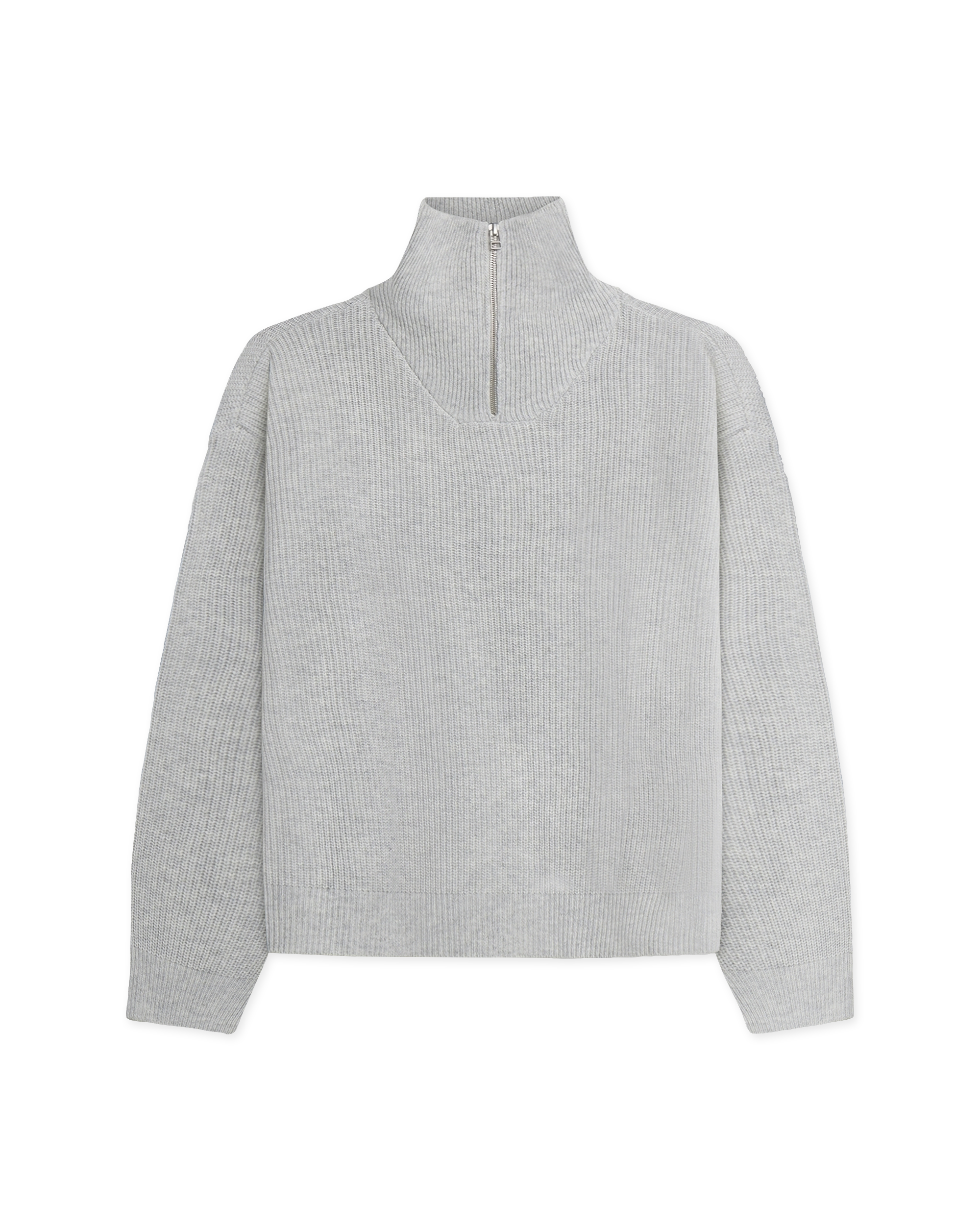 Woodbird WBLee Wool Knit Half Zip Knits Light Grey Melange