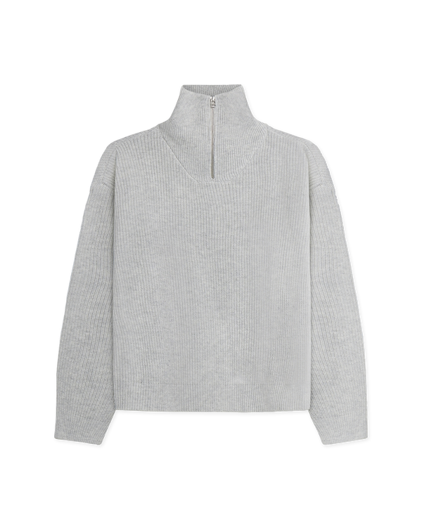 Woodbird WBLee Wool Knit Half Zip Knits Light Grey Melange