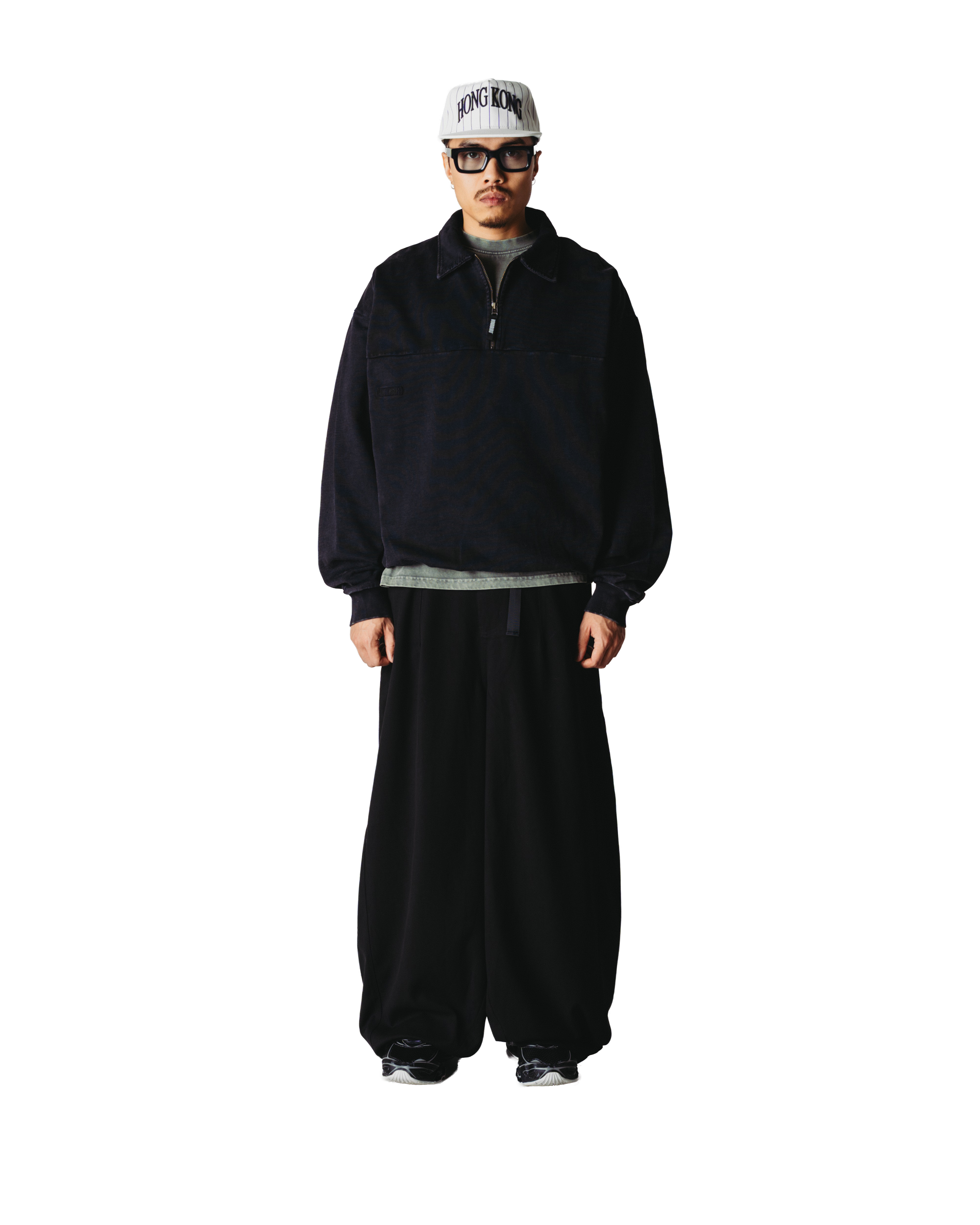 Woodbird WBLoke Washed Zip Polo Sweats Black