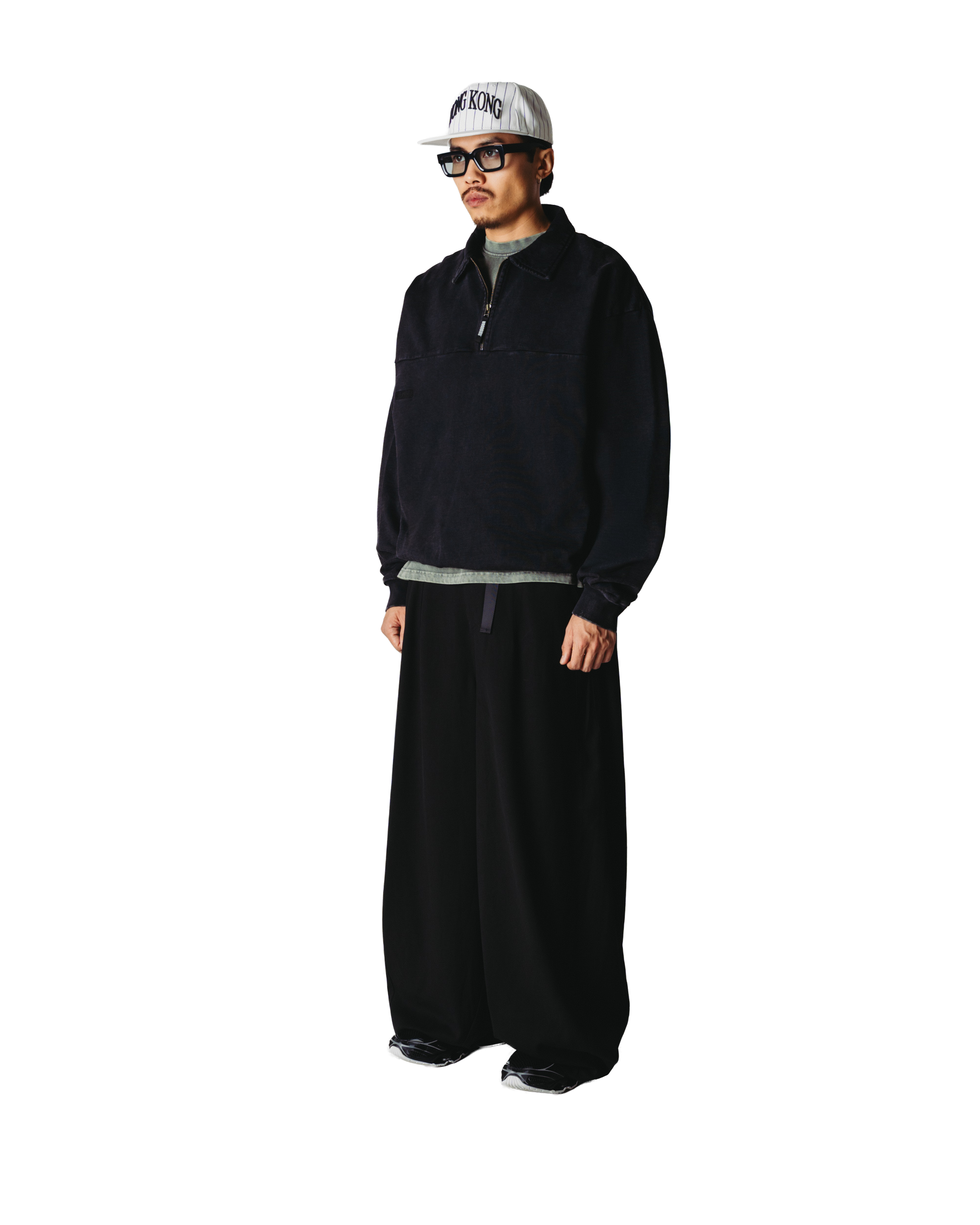 Woodbird WBLoke Washed Zip Polo Sweats Black
