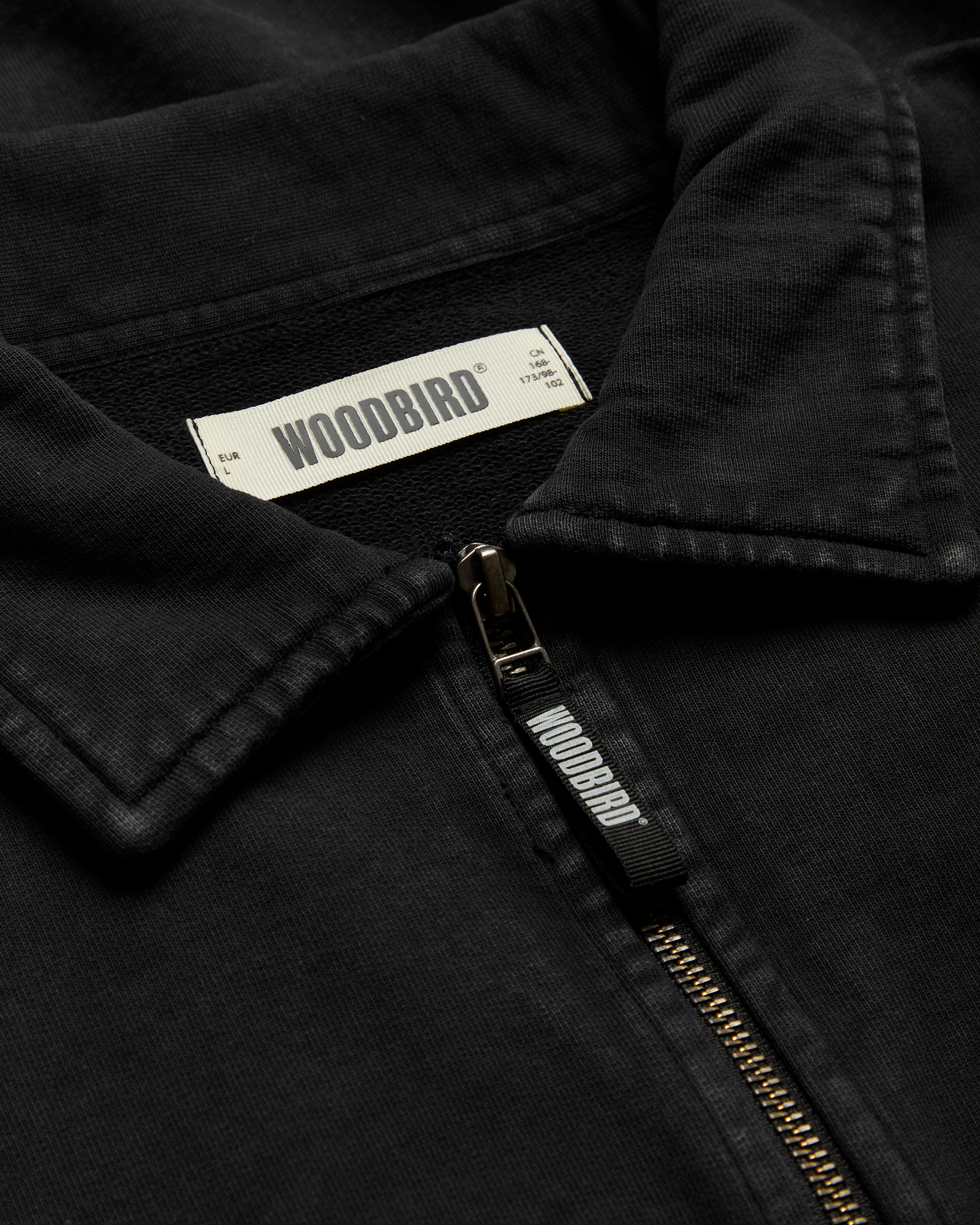 Woodbird WBLoke Washed Zip Polo Sweats Black