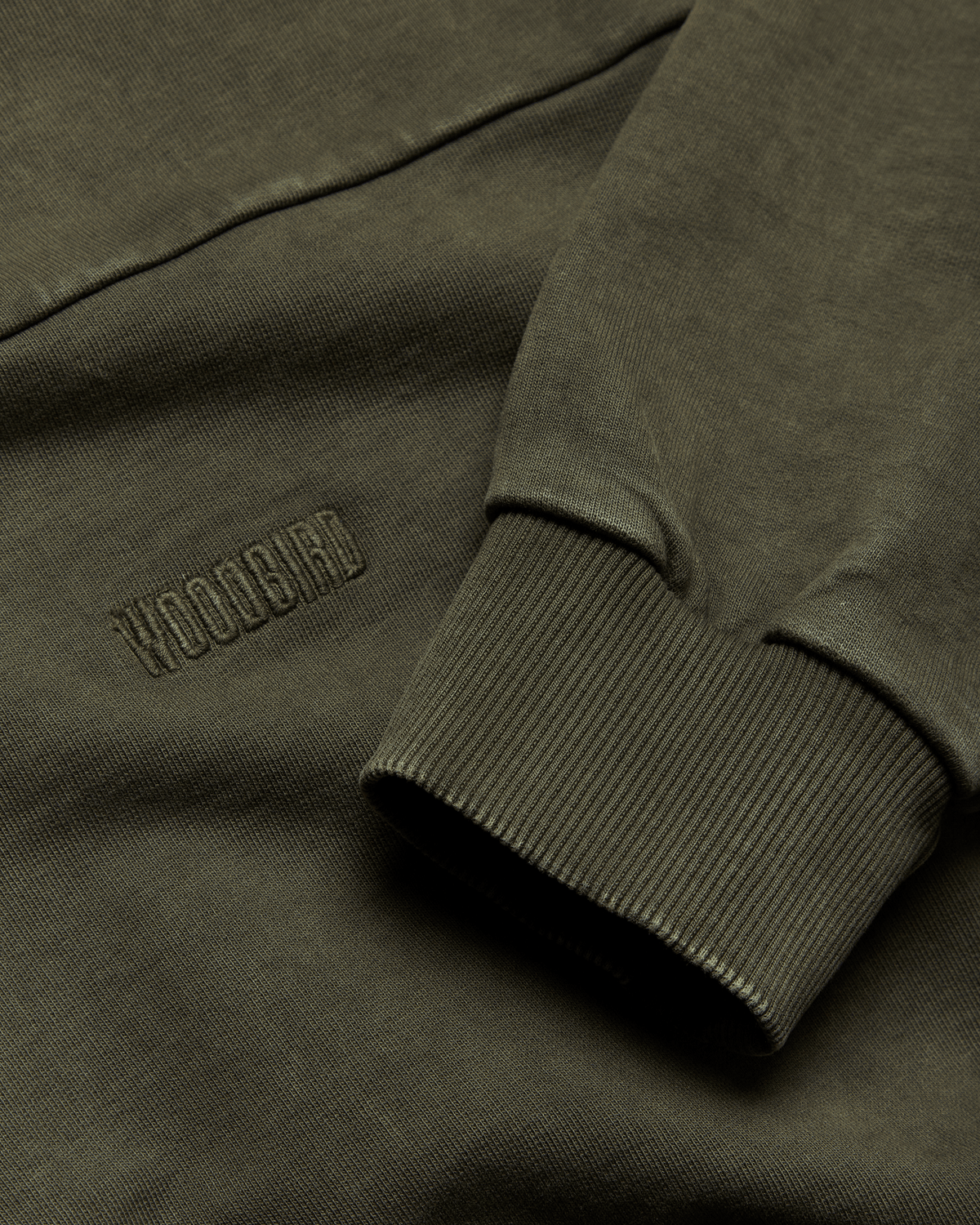 Woodbird WBLoke Washed Zip Polo Sweats Dark Olive