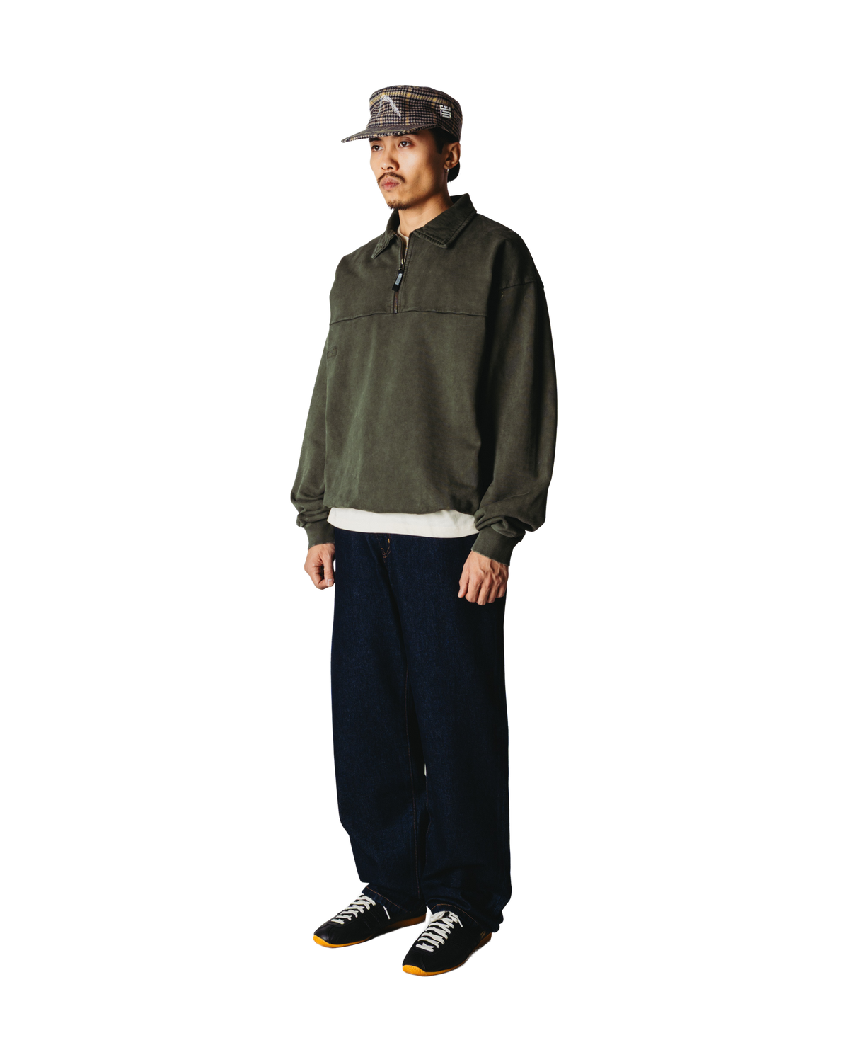 Woodbird WBLoke Washed Zip Polo Sweats Dark Olive