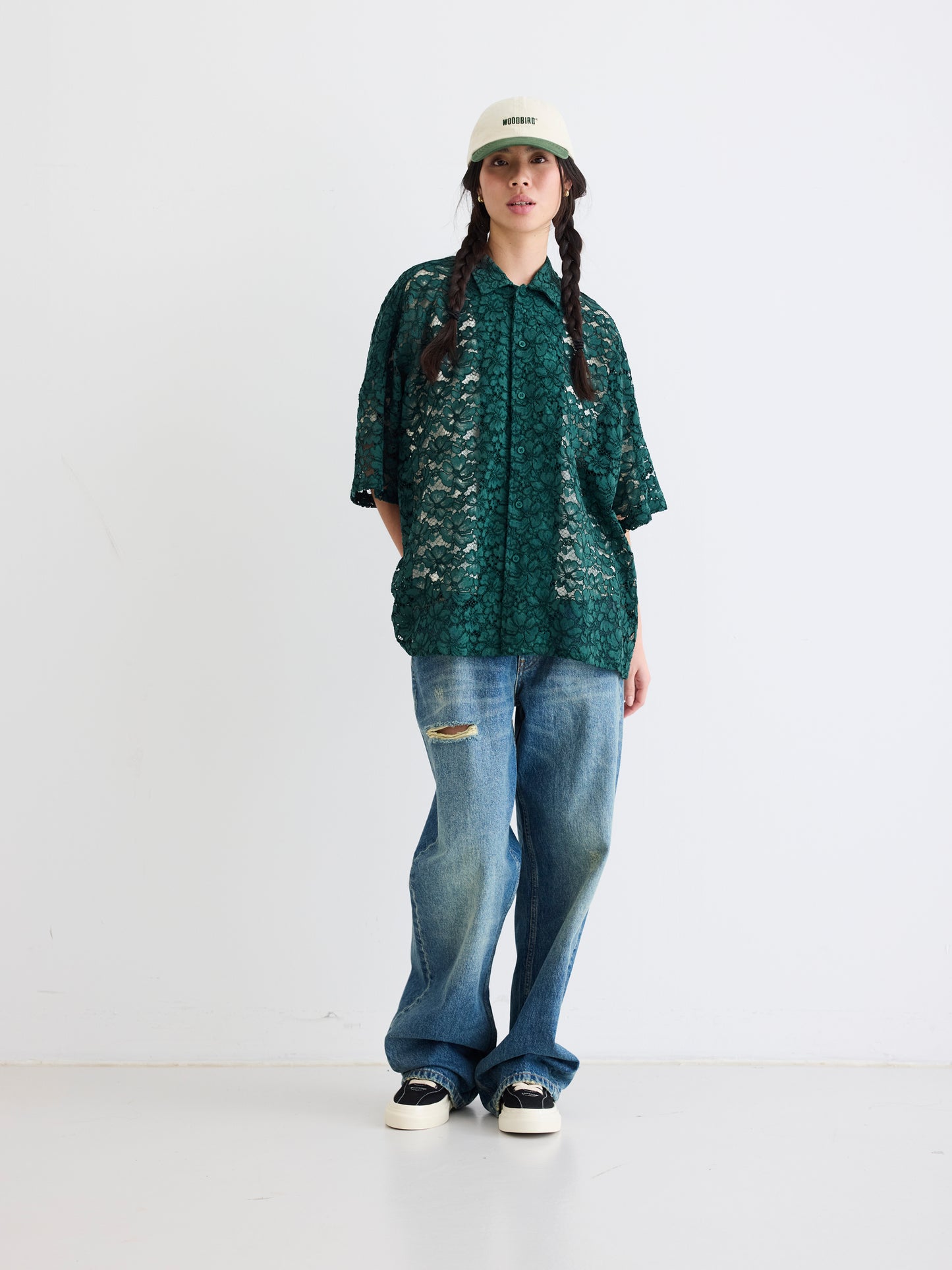 Woodbird Female WBLuna Flower Shirt Shirts Dark Green