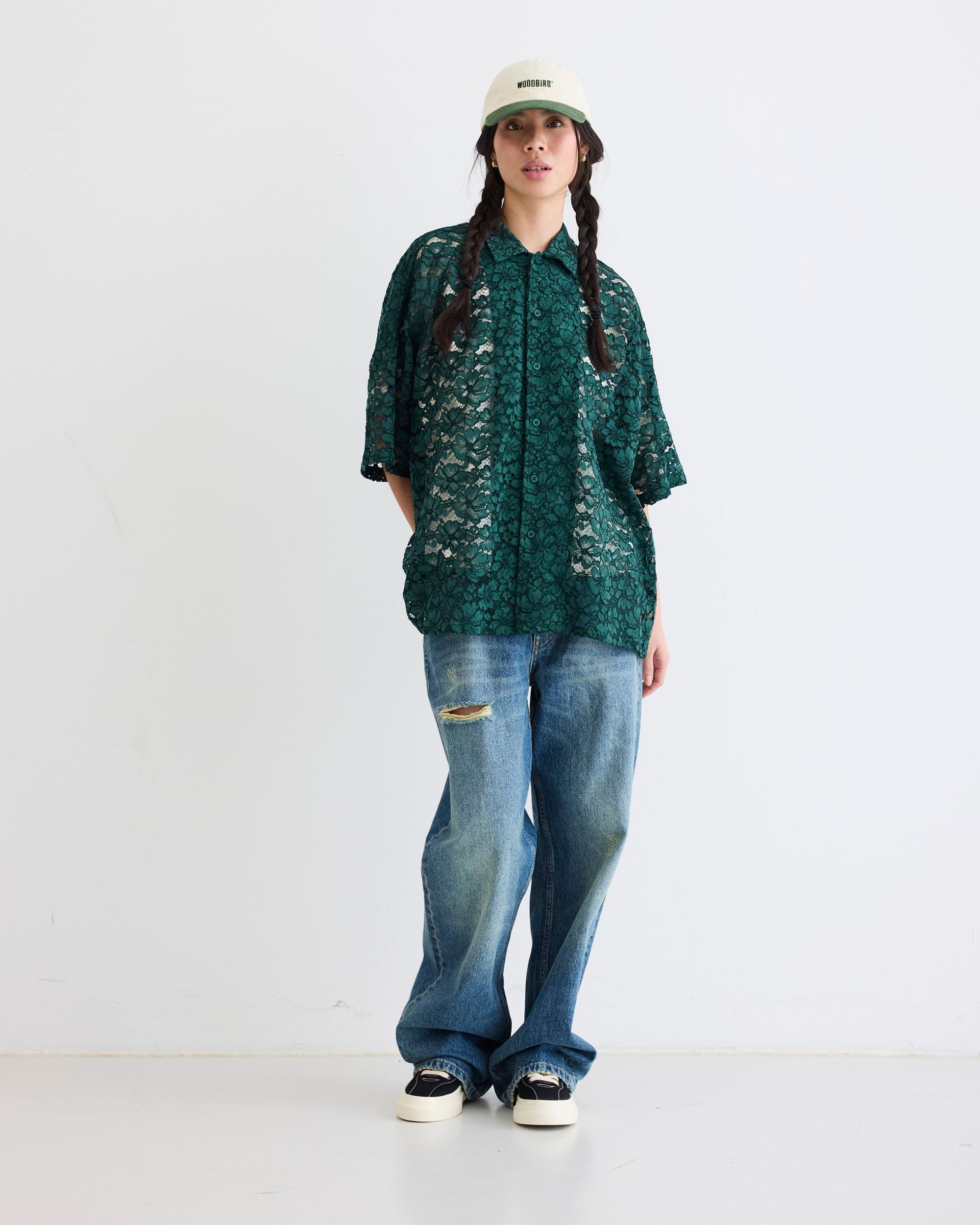 Woodbird Female WBLuna Flower Shirt Shirts Dark Green