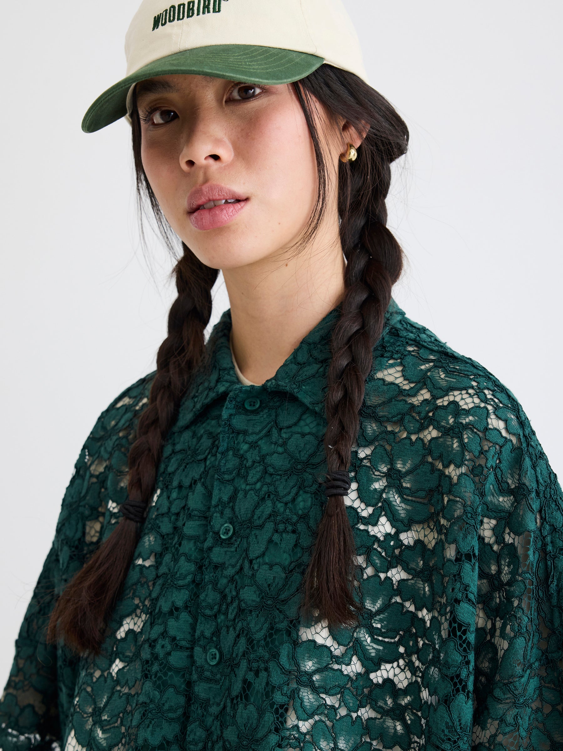 Woodbird Female WBLuna Flower Shirt Shirts Dark Green