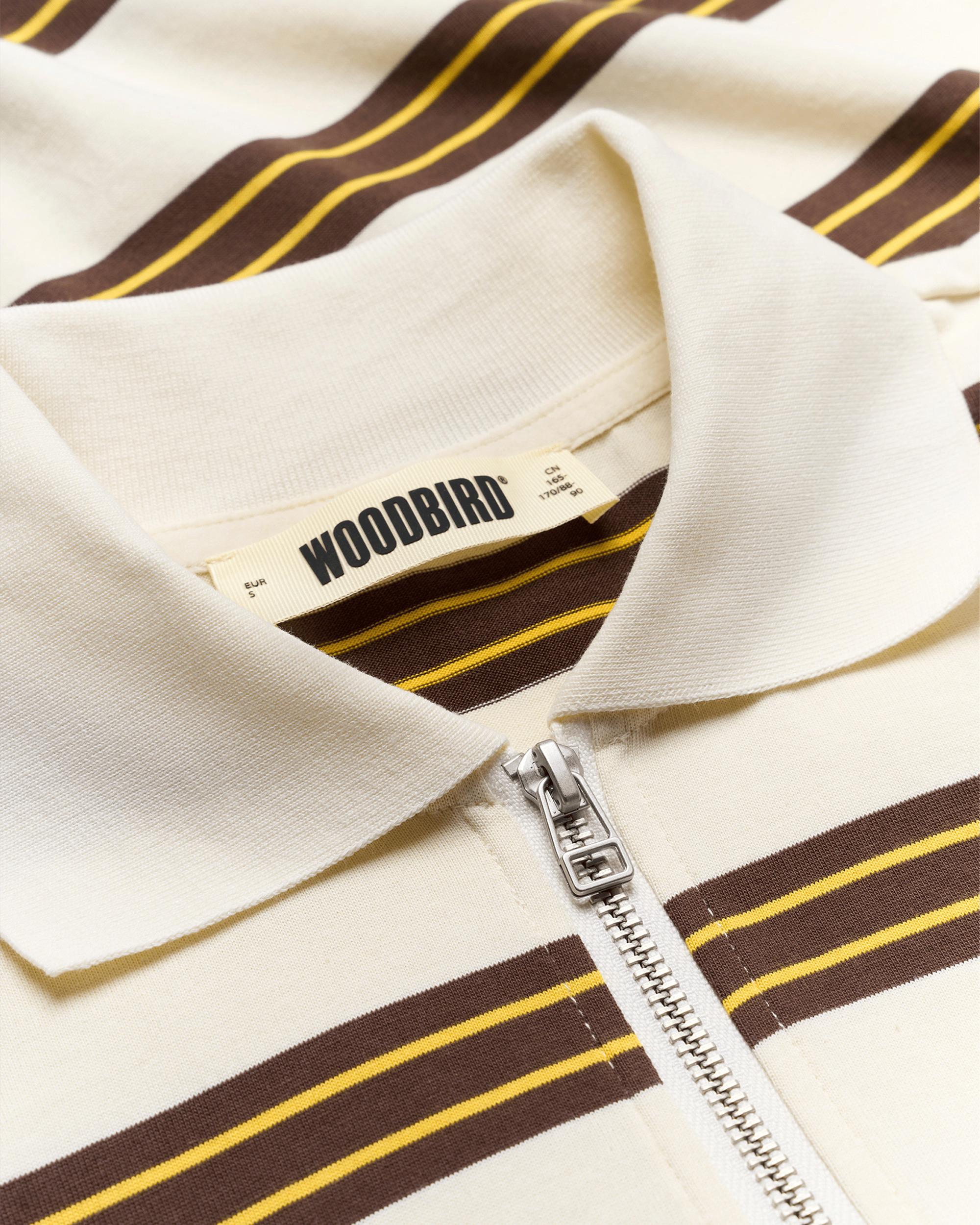 Woodbird Female WBNiro SS Zip Polo T-Shirts Brown-Off White