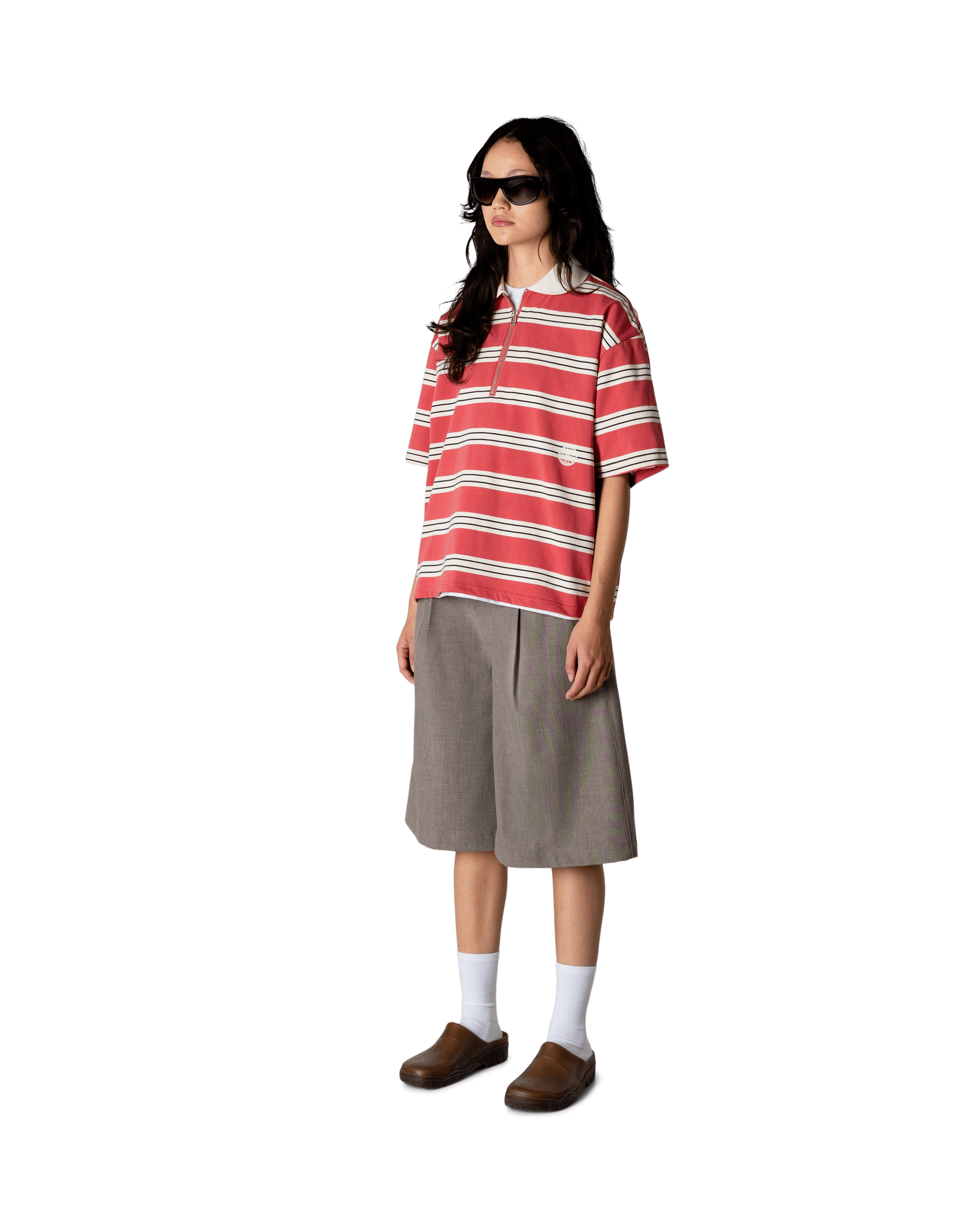 Woodbird Female WBNiro SS Zip Polo T-Shirts Off White-Rose