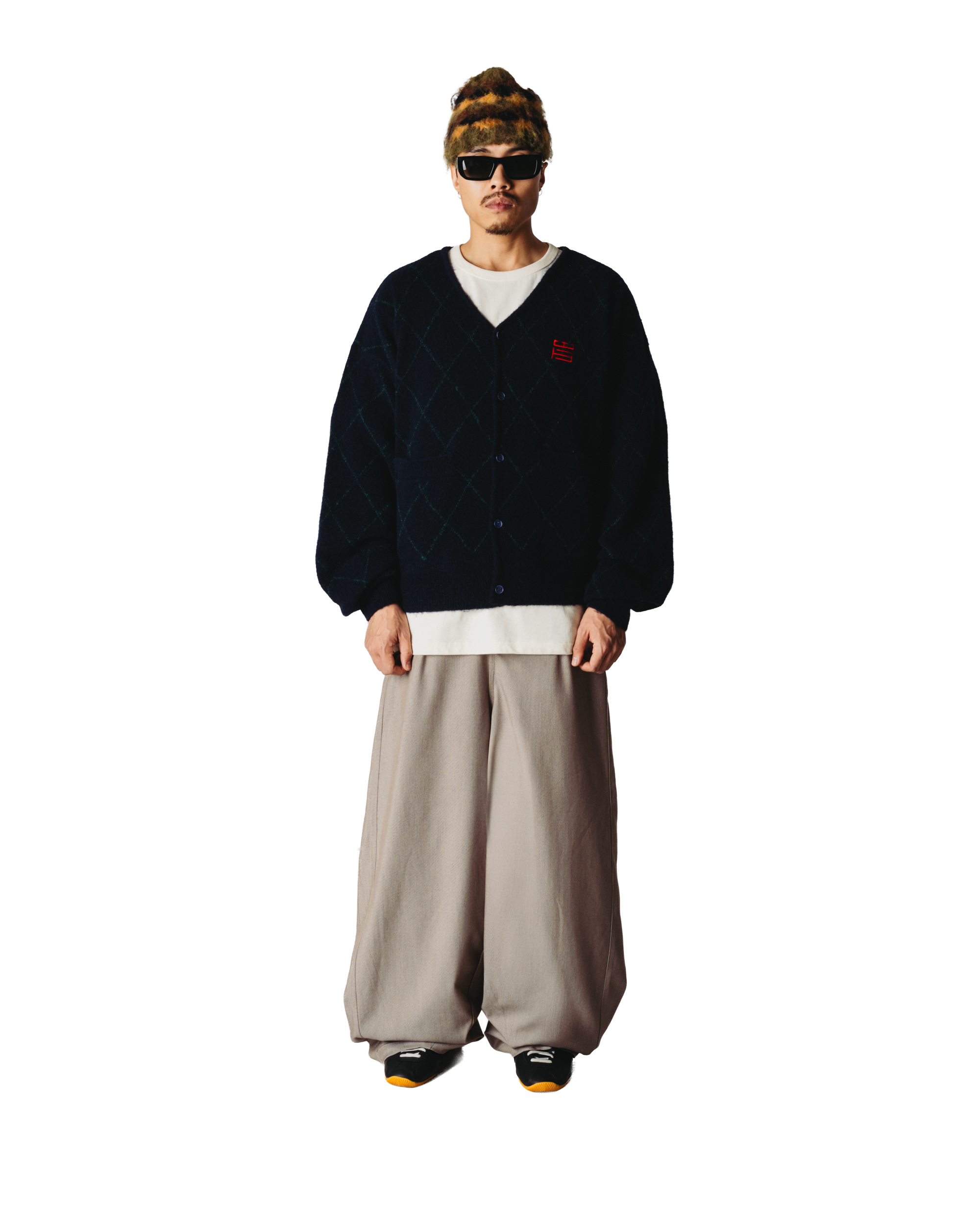 Woodbird WBOni Check Cardigan Knits Navy
