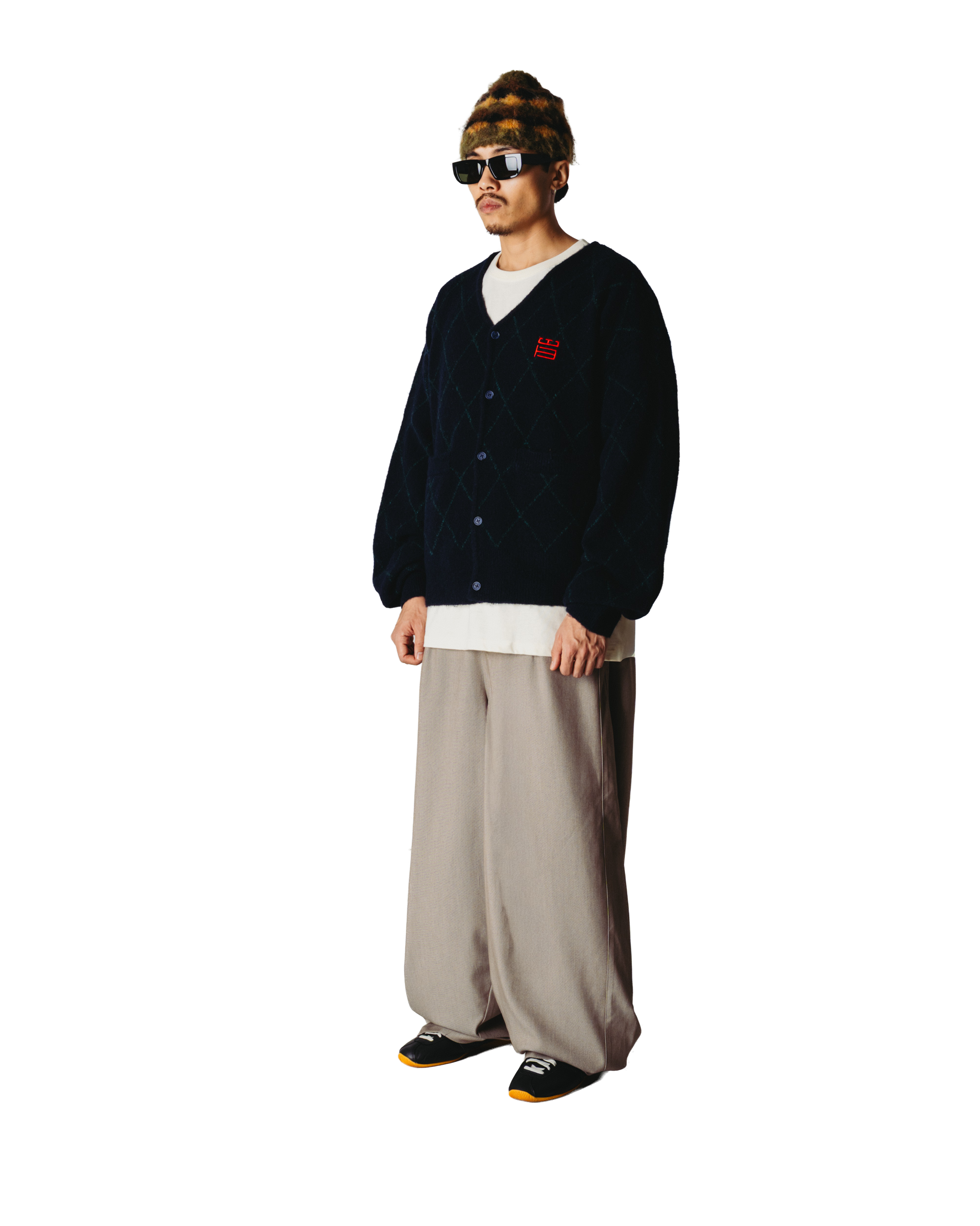 Woodbird WBOni Check Cardigan Knits Navy