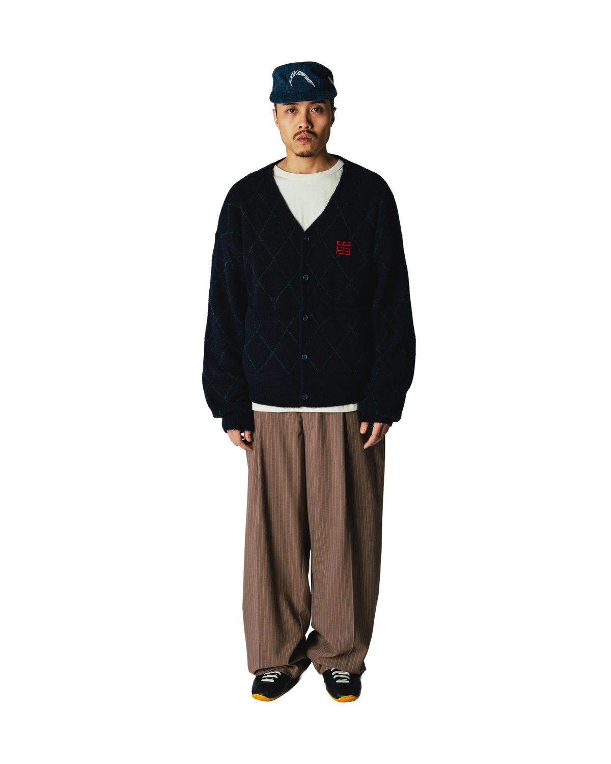 Woodbird WBOni Check Cardigan Knits Navy