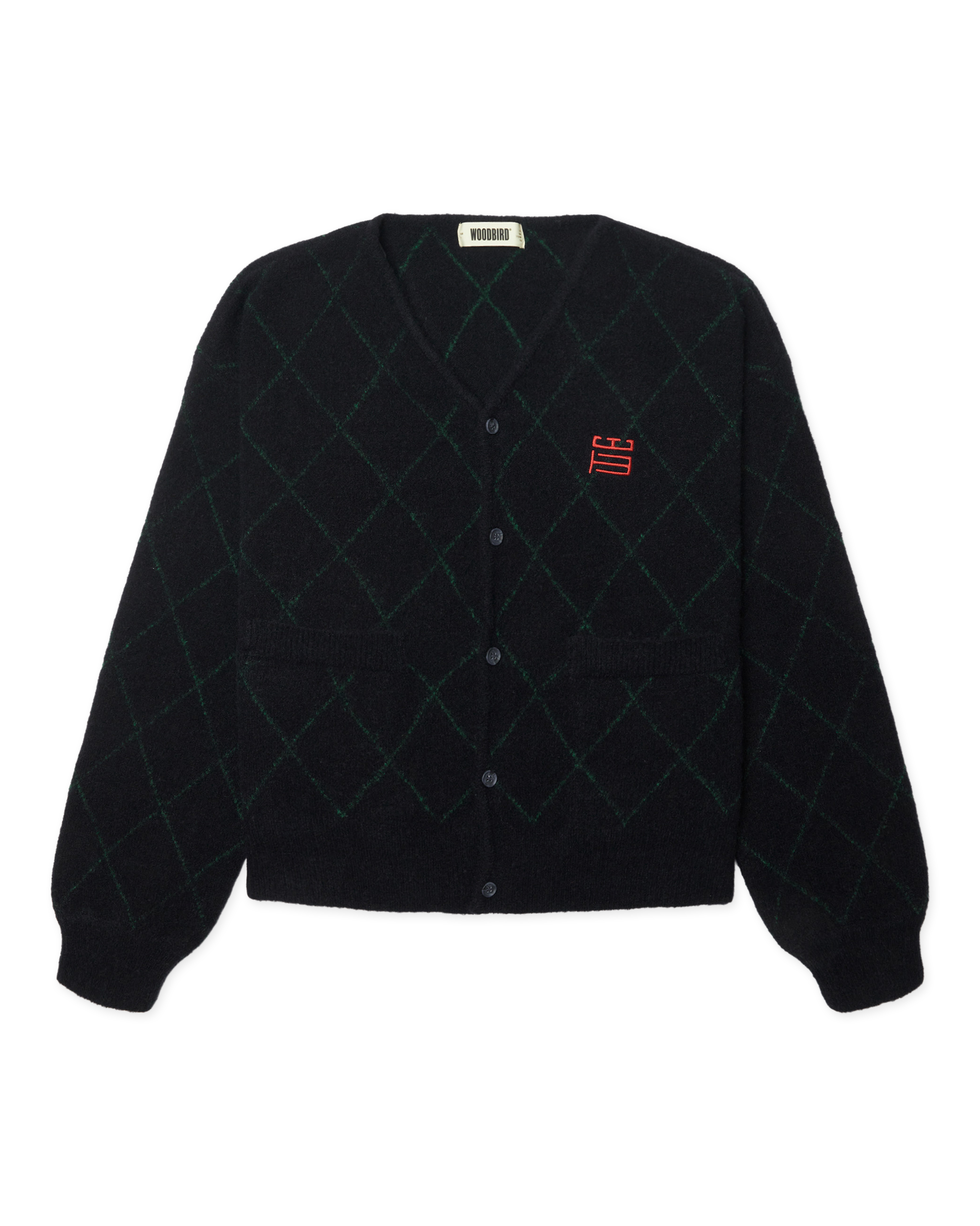 Woodbird WBOni Check Cardigan Knits Navy