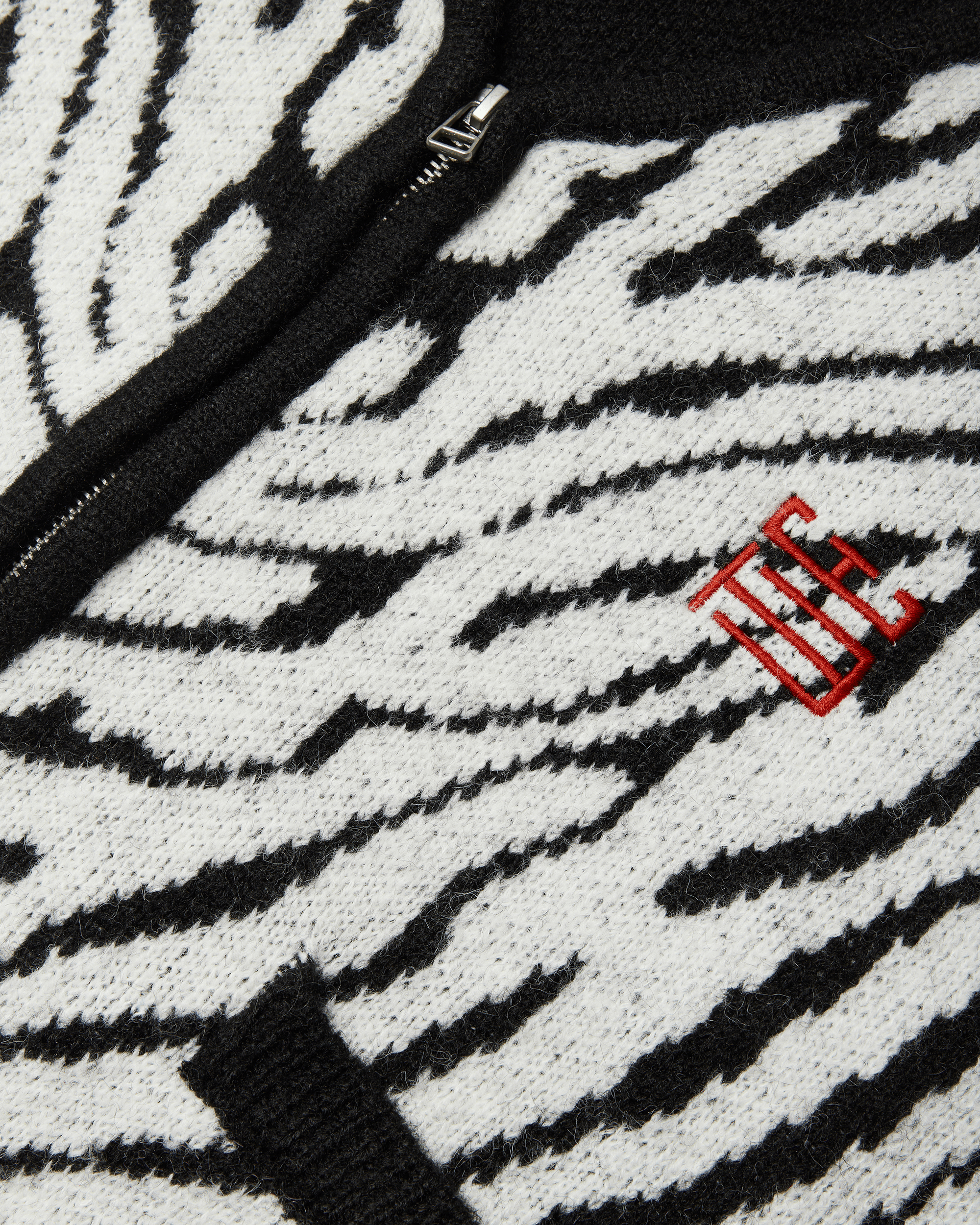 Woodbird WBOni Zebra Zip Cardigan Knits Black-White