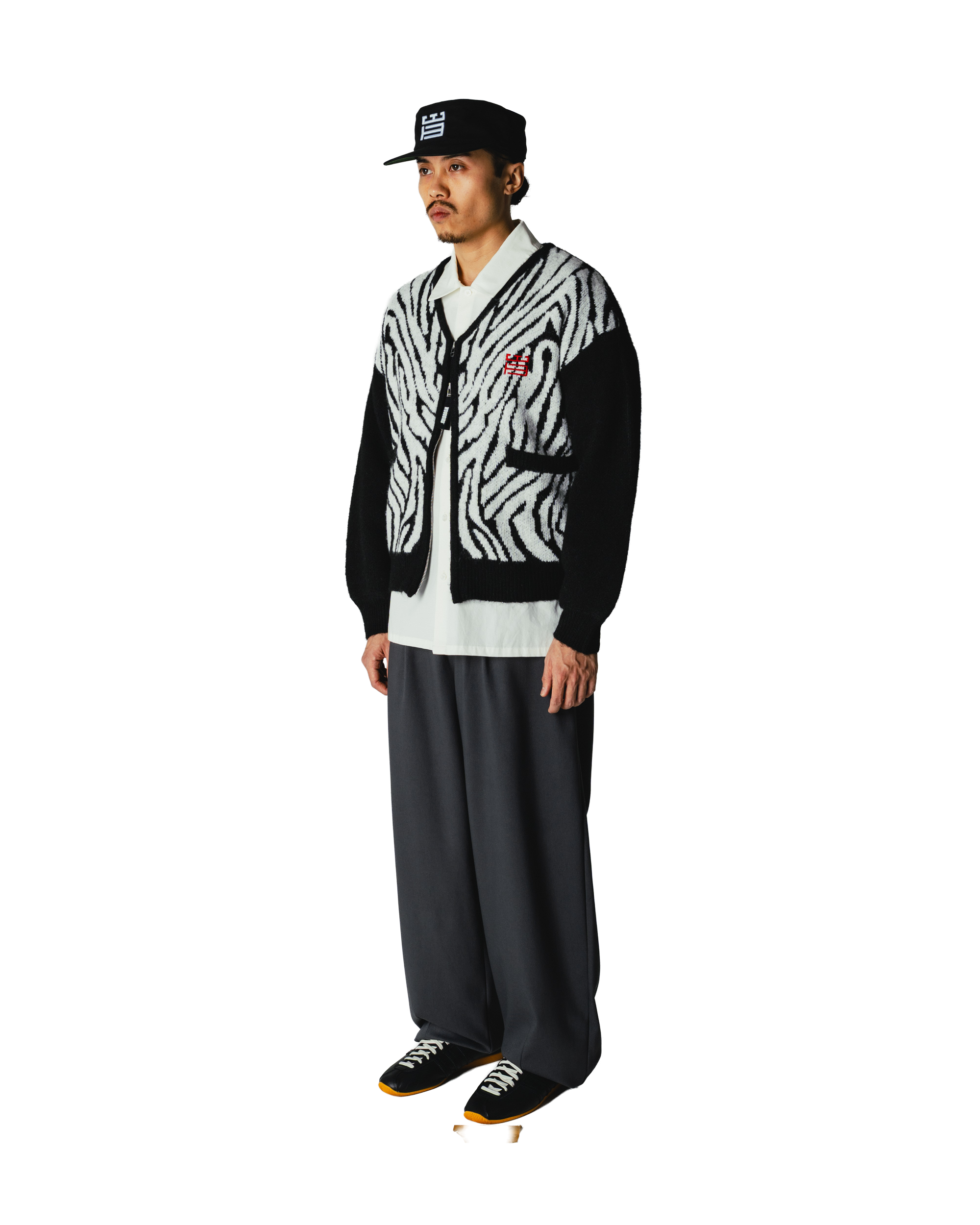 Woodbird WBOni Zebra Zip Cardigan Knits Black-White