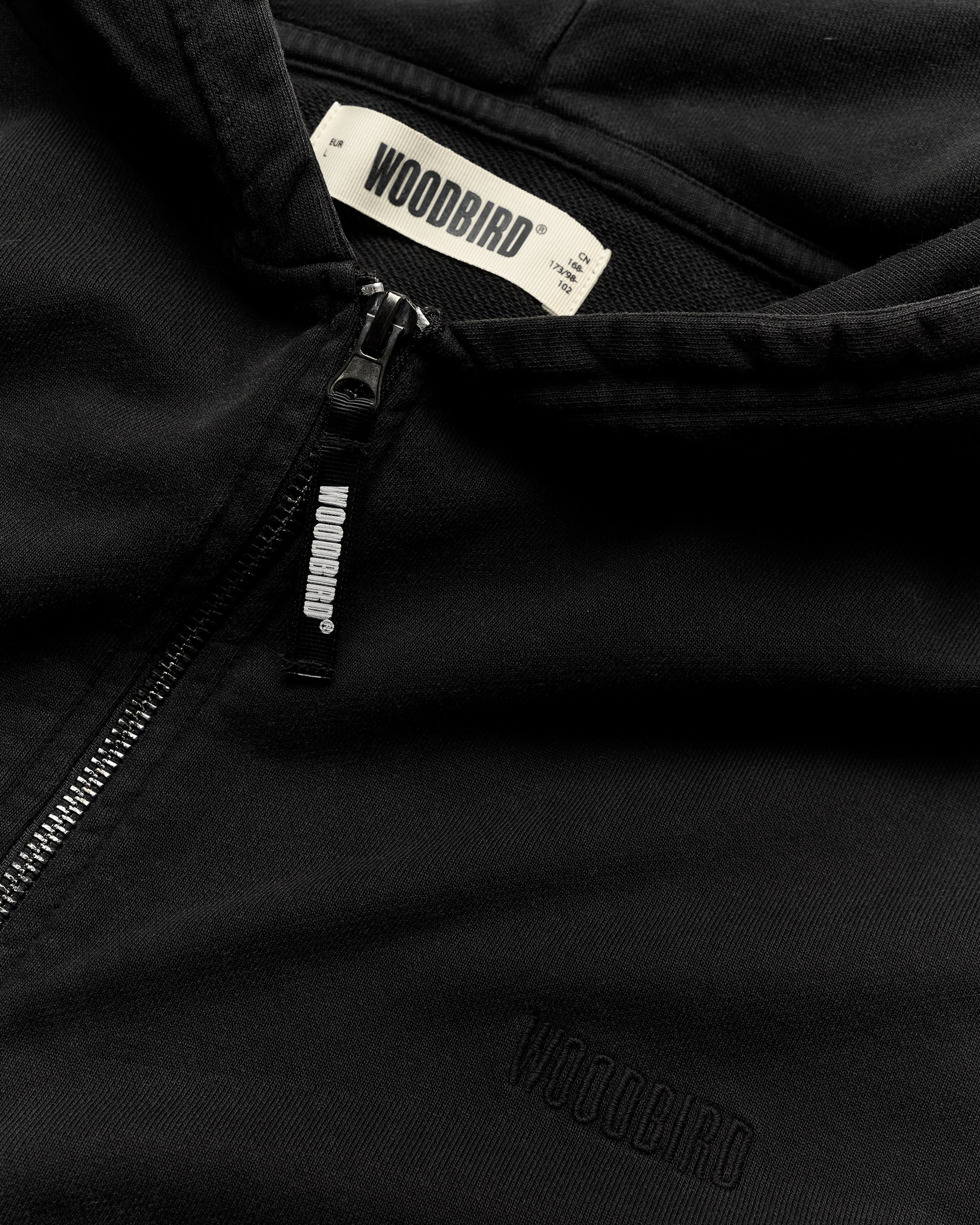 Woodbird WBPacs Warp Acid Zip Hoodie Sweats Washed Black