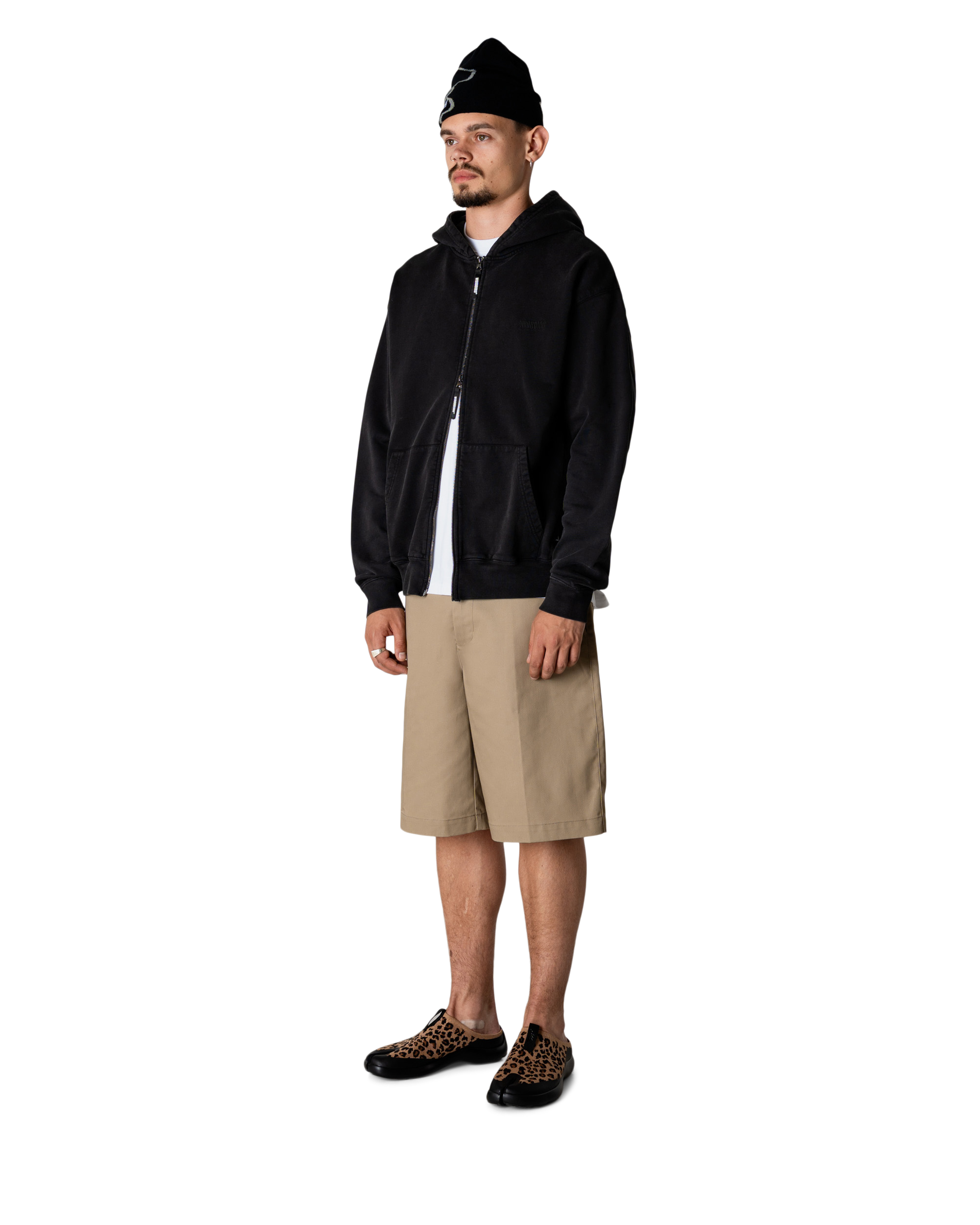 Woodbird WBPacs Warp Acid Zip Hoodie Sweats Washed Black