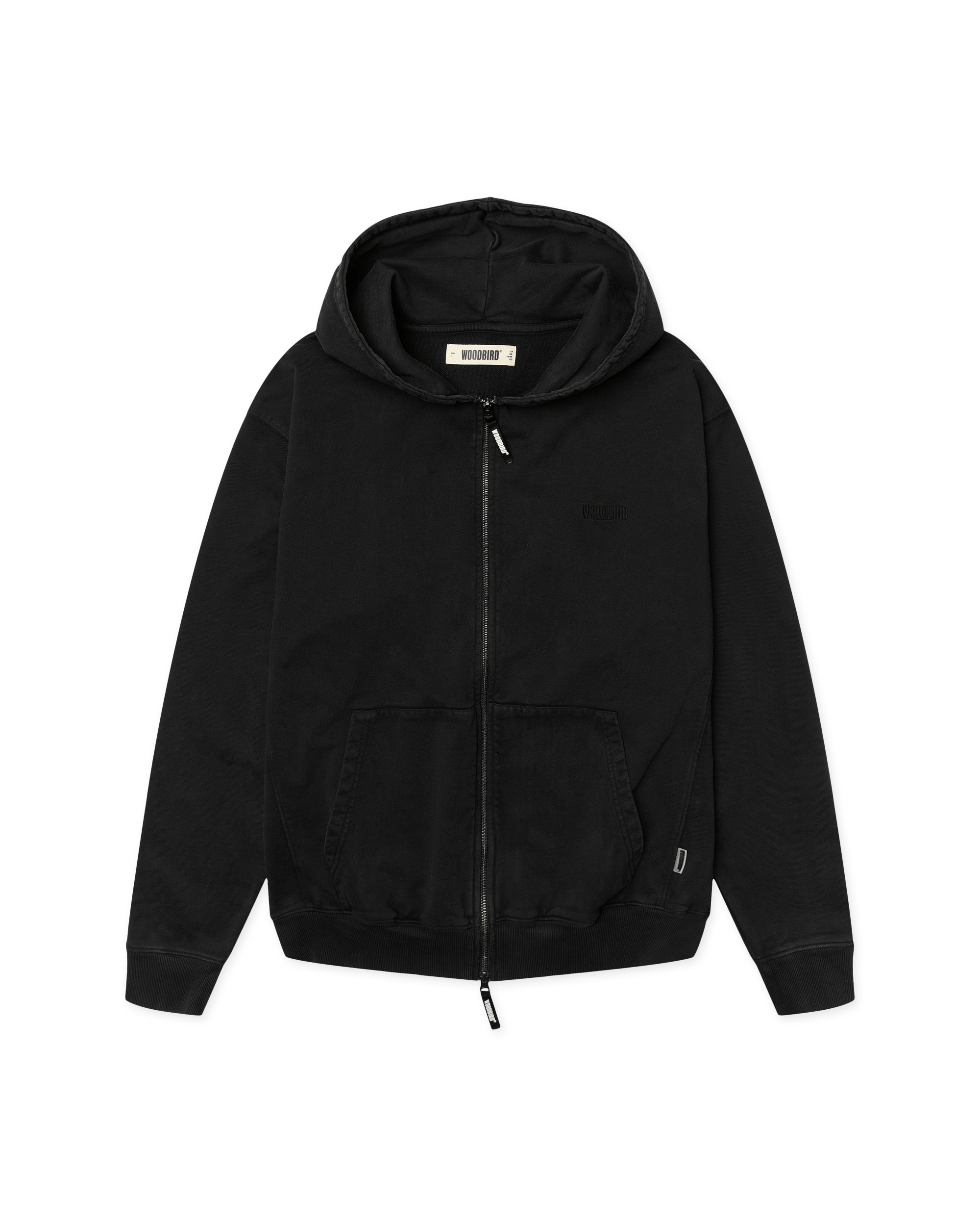 Woodbird WBPacs Warp Acid Zip Hoodie Sweats Washed Black