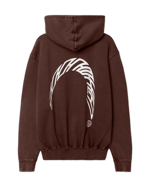 Woodbird WBPacs Warp Acid Zip Hoodie Sweats Washed Brown