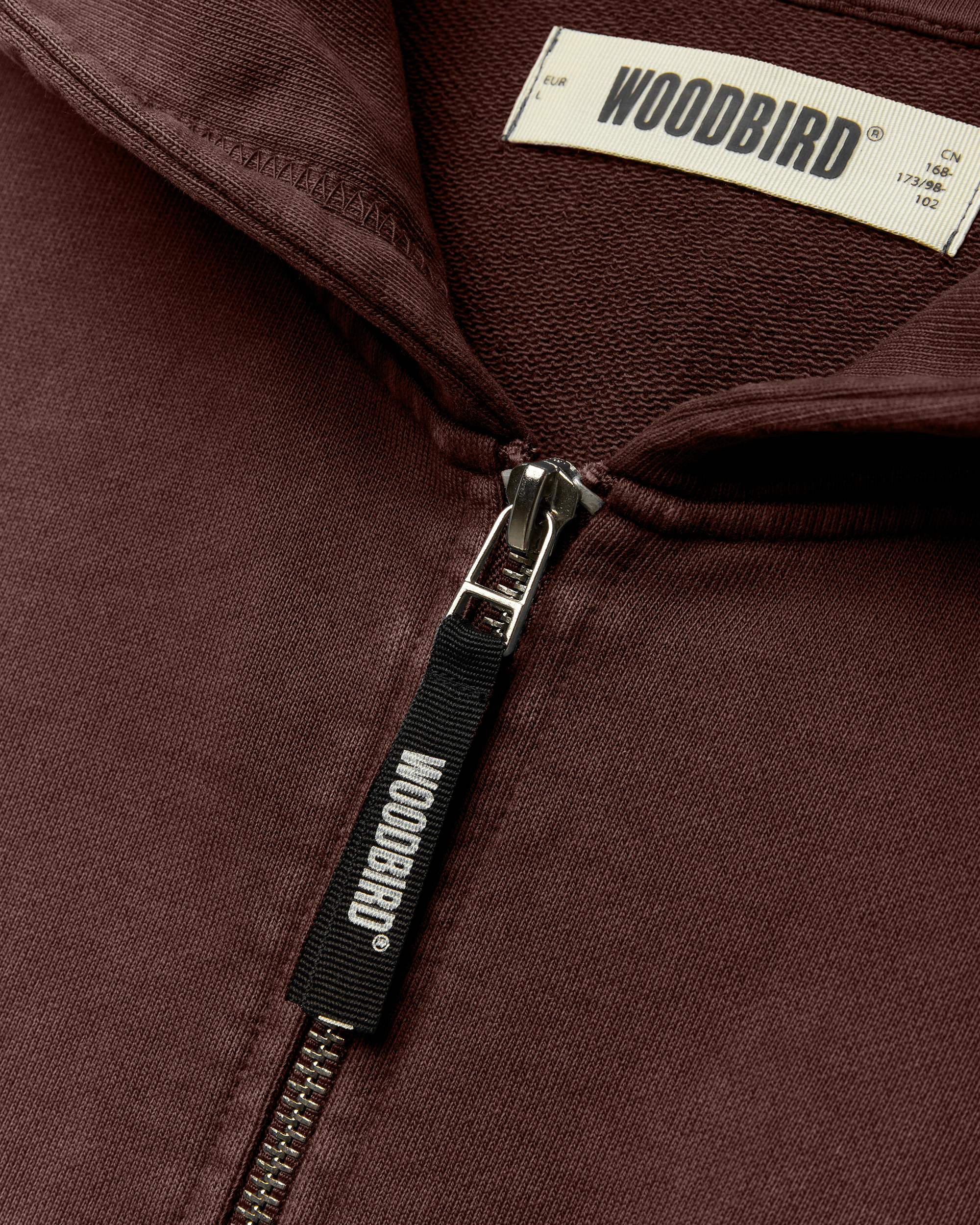 Woodbird WBPacs Warp Acid Zip Hoodie Sweats Washed Brown