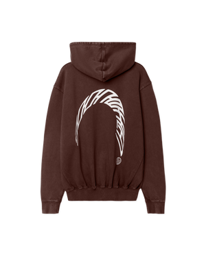 Woodbird WBPacs Warp Acid Zip Hoodie Sweats Washed Brown