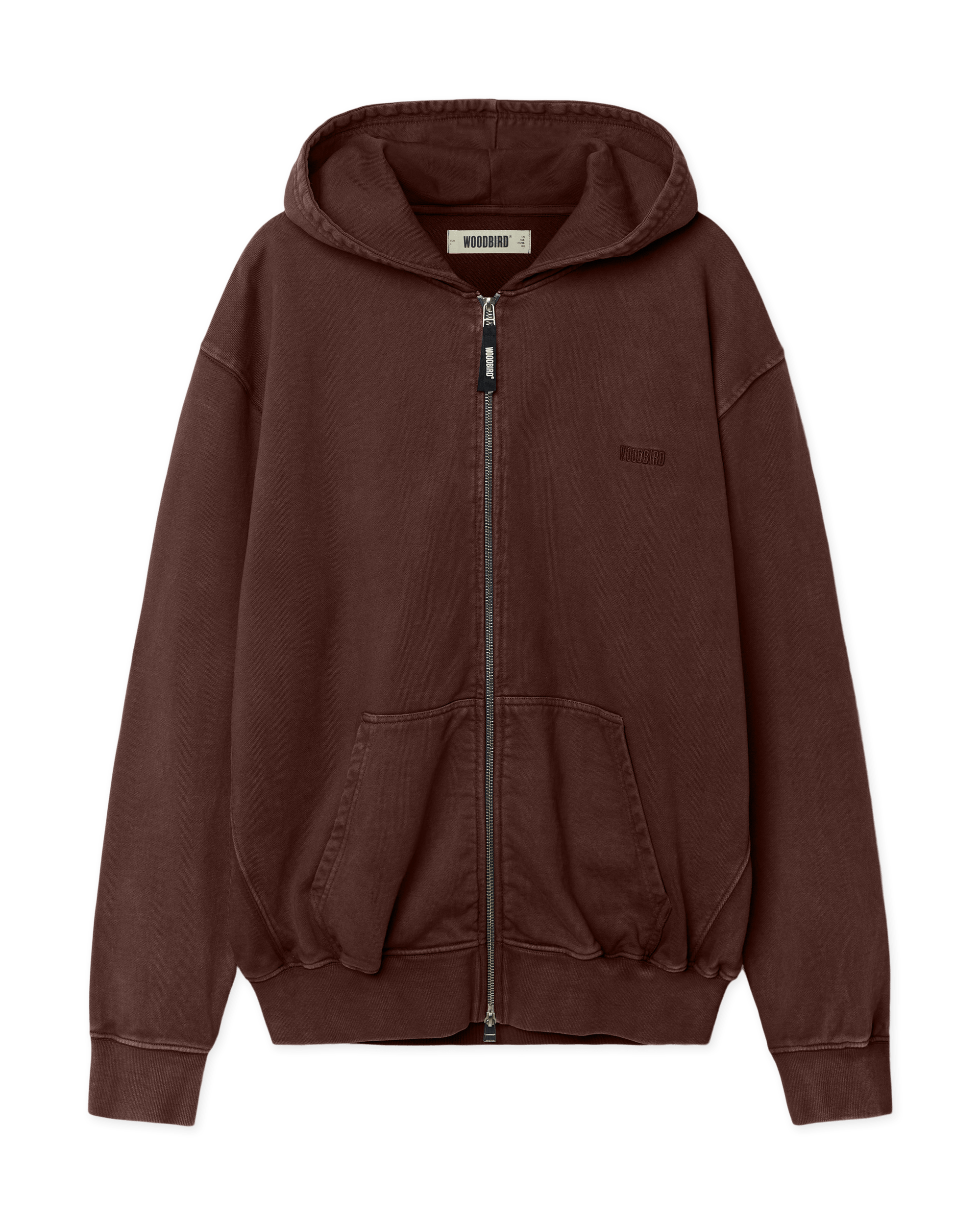Woodbird WBPacs Warp Acid Zip Hoodie Sweats Washed Brown