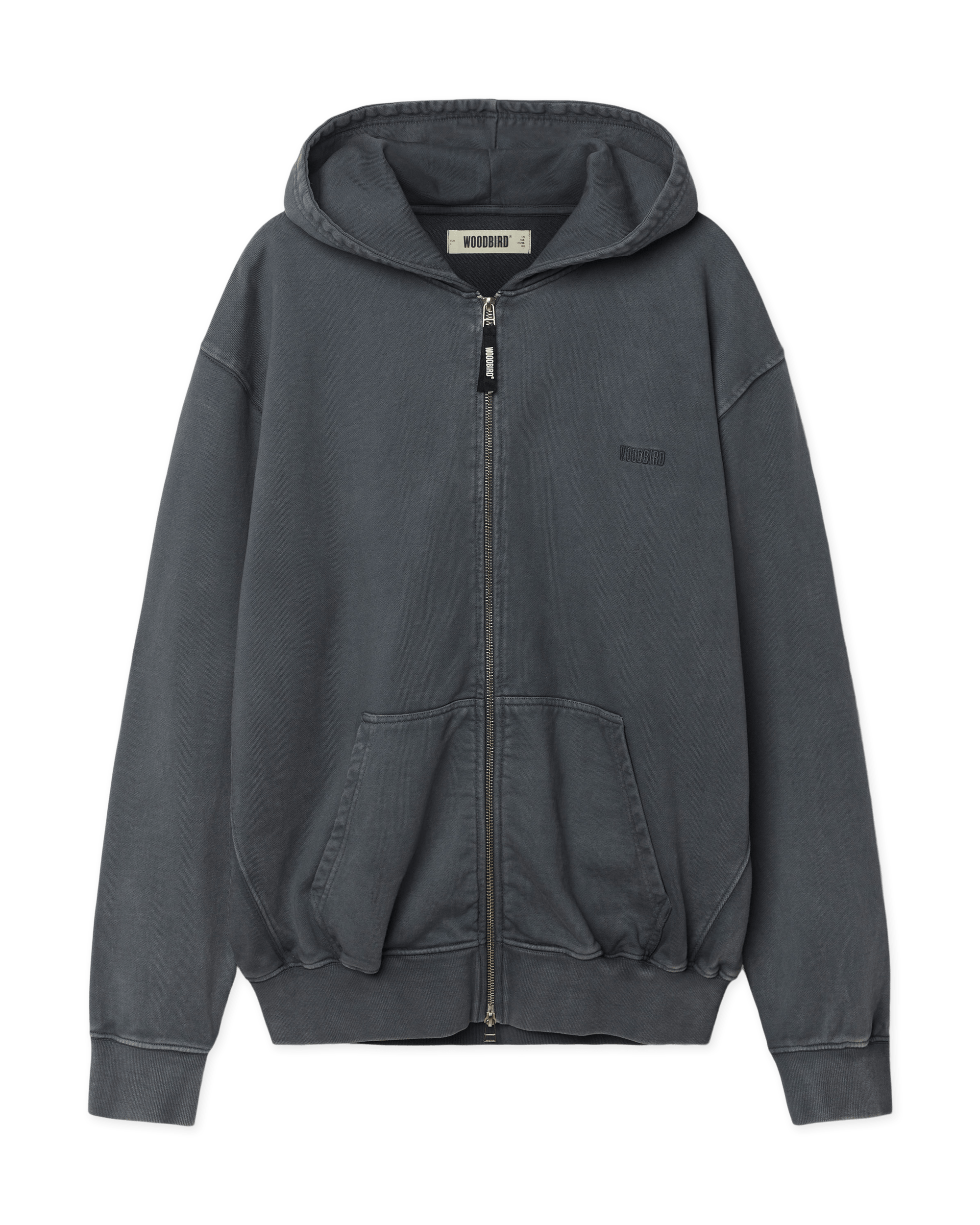 Woodbird WBPacs Warp Acid Zip Hoodie Sweats Washed Slate Blue