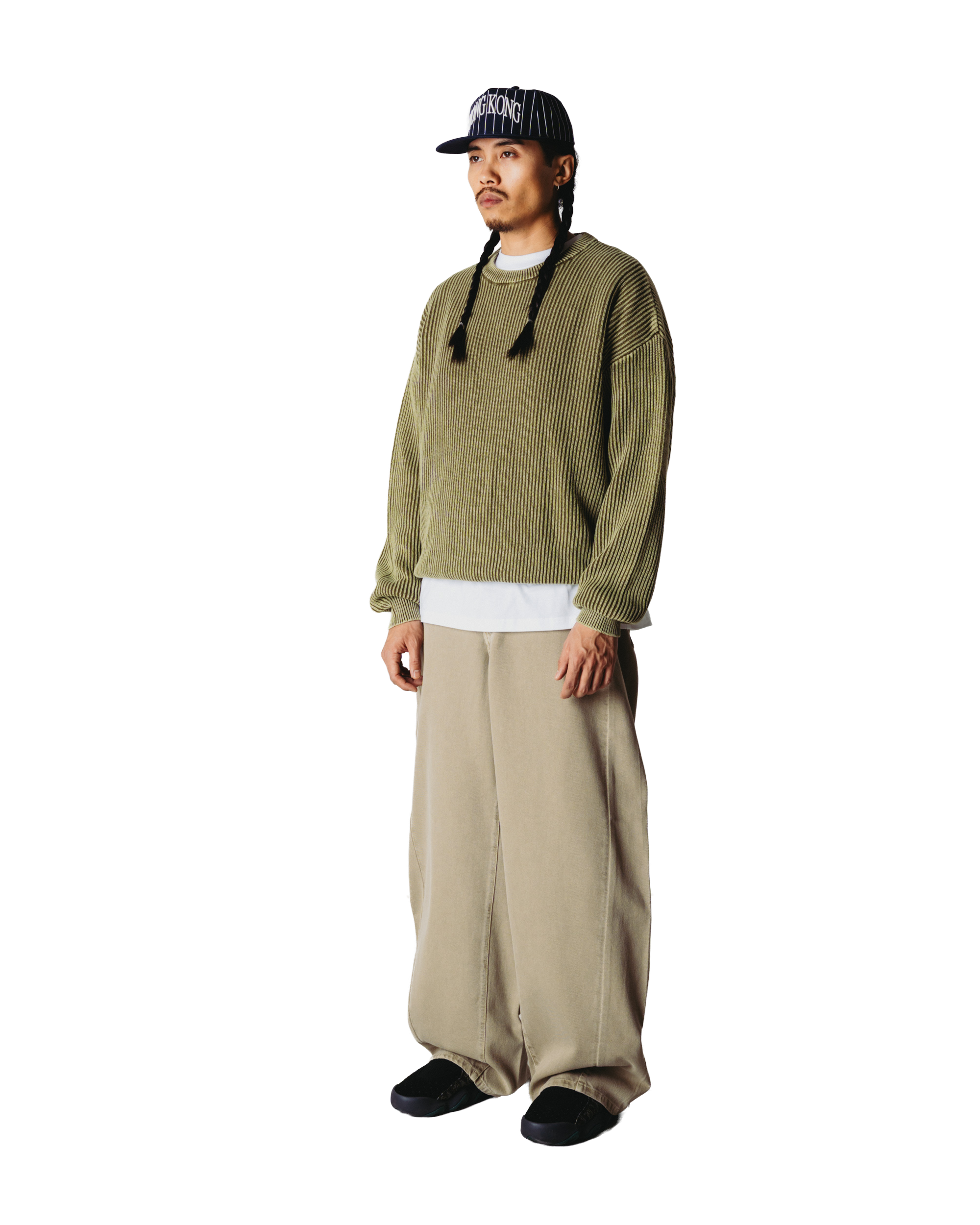 Woodbird WBSake Washed Crew Knits Dark Olive