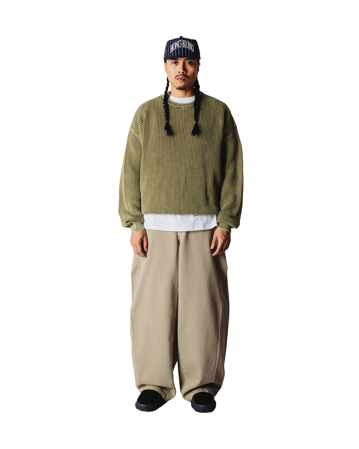 Woodbird WBSake Washed Crew Knits Dark Olive