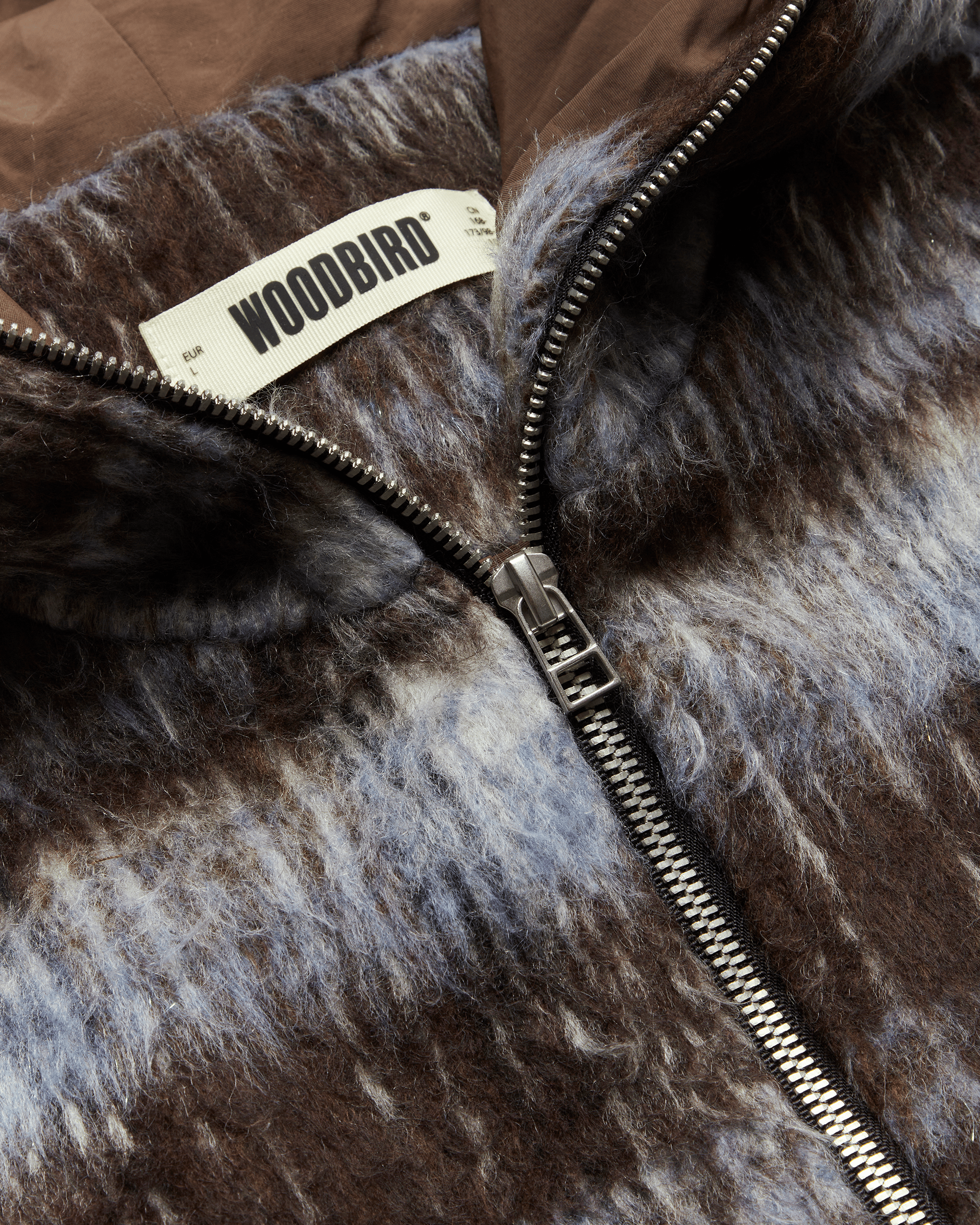 Woodbird WBSheng Zip Hoodie Jacket Jackets Dark Brown-Light Blue