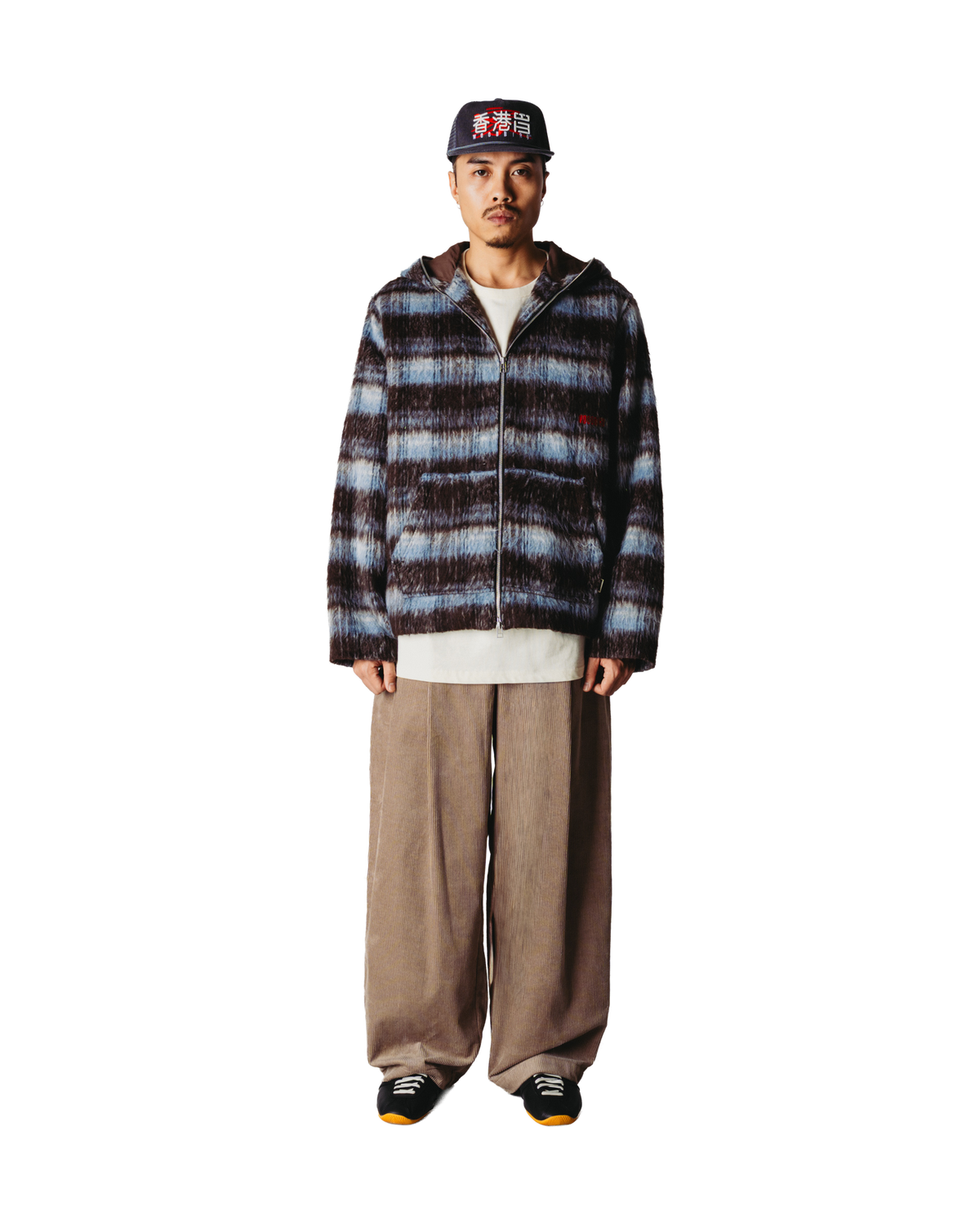 Woodbird WBSheng Zip Hoodie Jacket Jackets Dark Brown-Light Blue