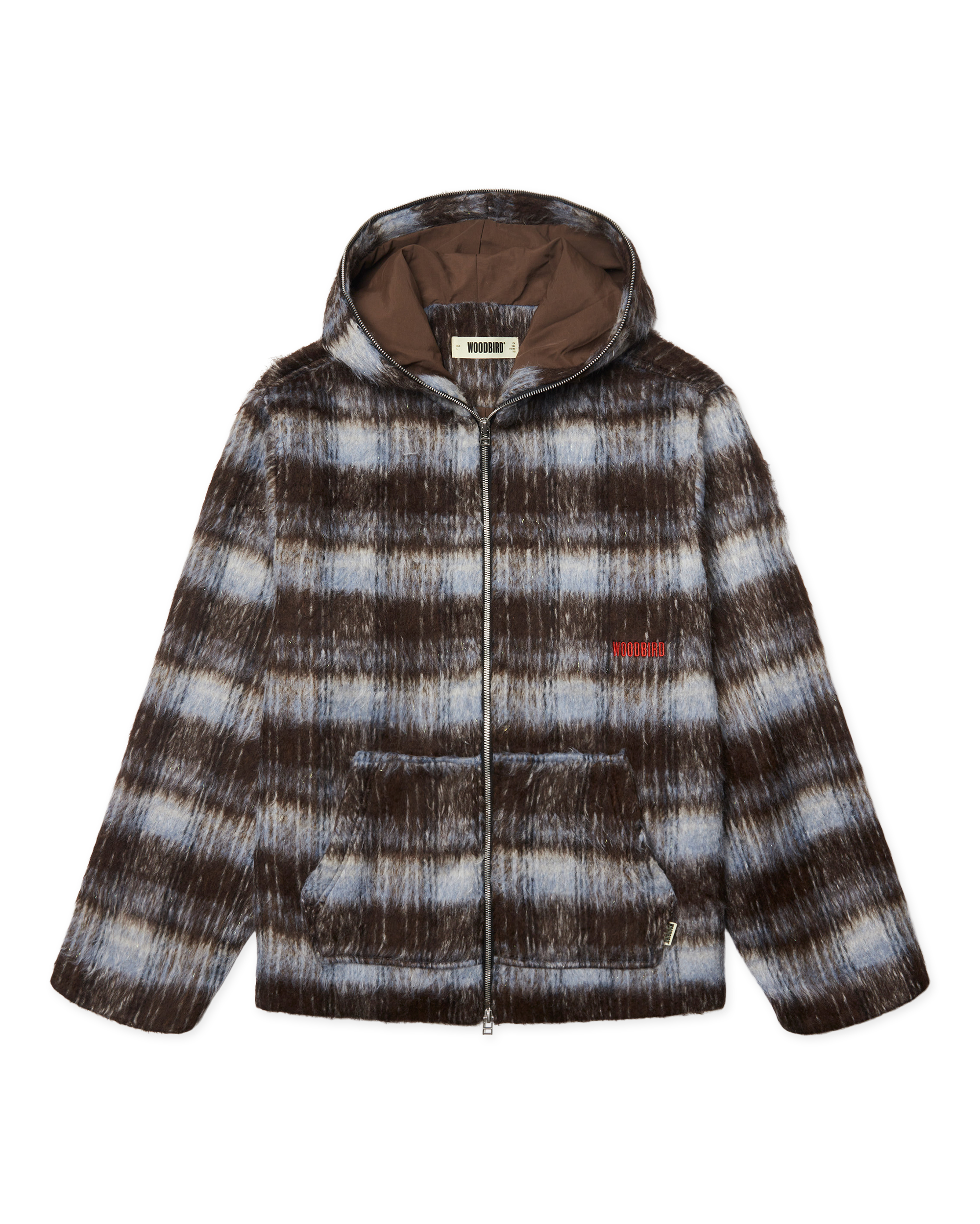 Woodbird WBSheng Zip Hoodie Jacket Jackets Dark Brown-Light Blue