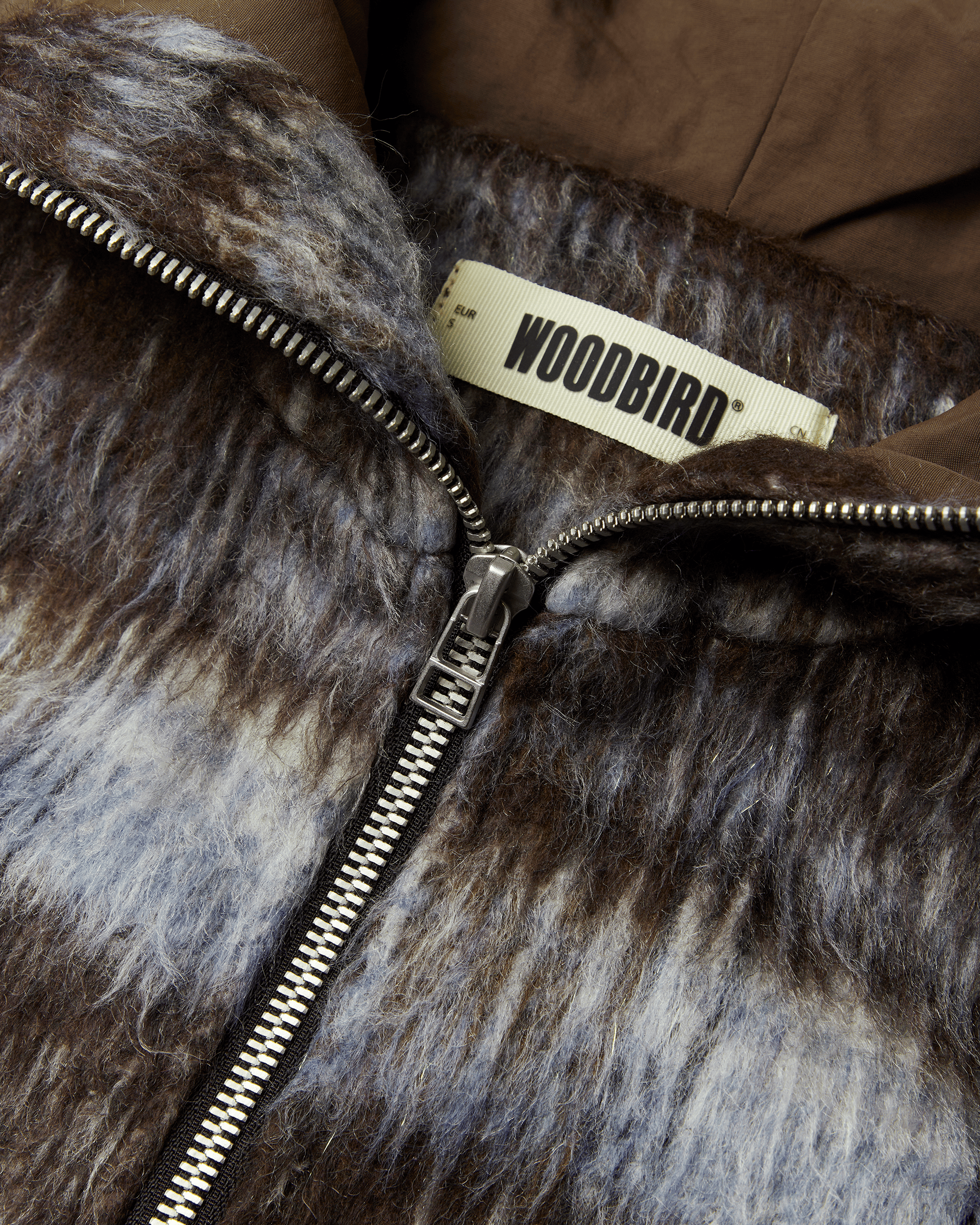 Woodbird Female WBShungy Zip Hoodie Jacket Outerwear Dark Brown-Light Blue