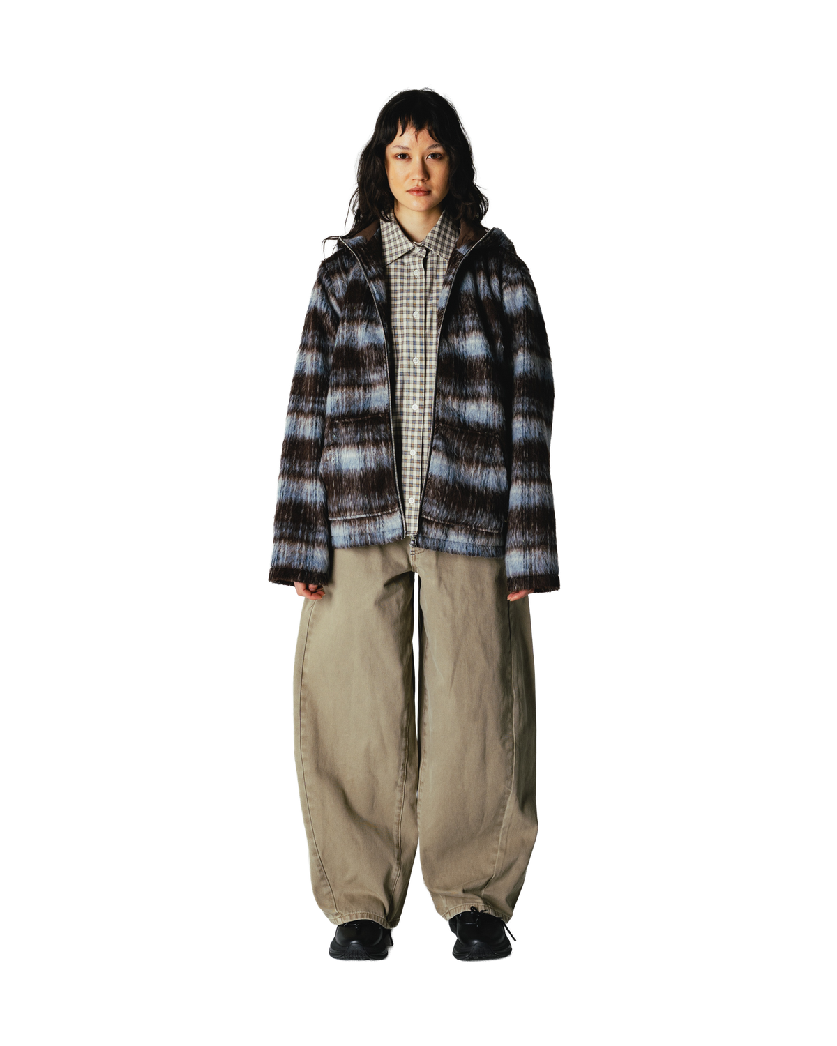 Woodbird Female WBShungy Zip Hoodie Jacket Outerwear Dark Brown-Light Blue