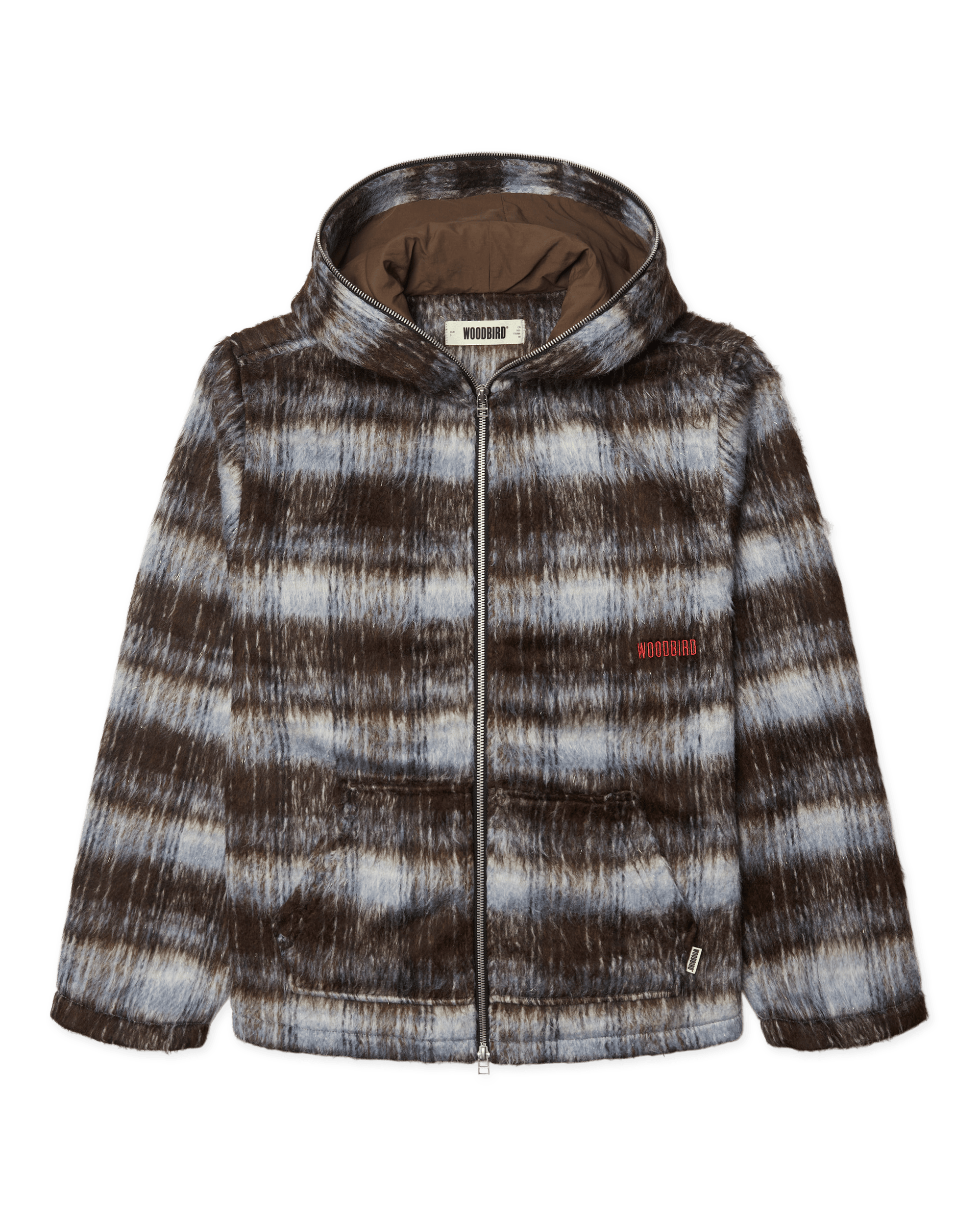 Woodbird Female WBShungy Zip Hoodie Jacket Outerwear Dark Brown-Light Blue
