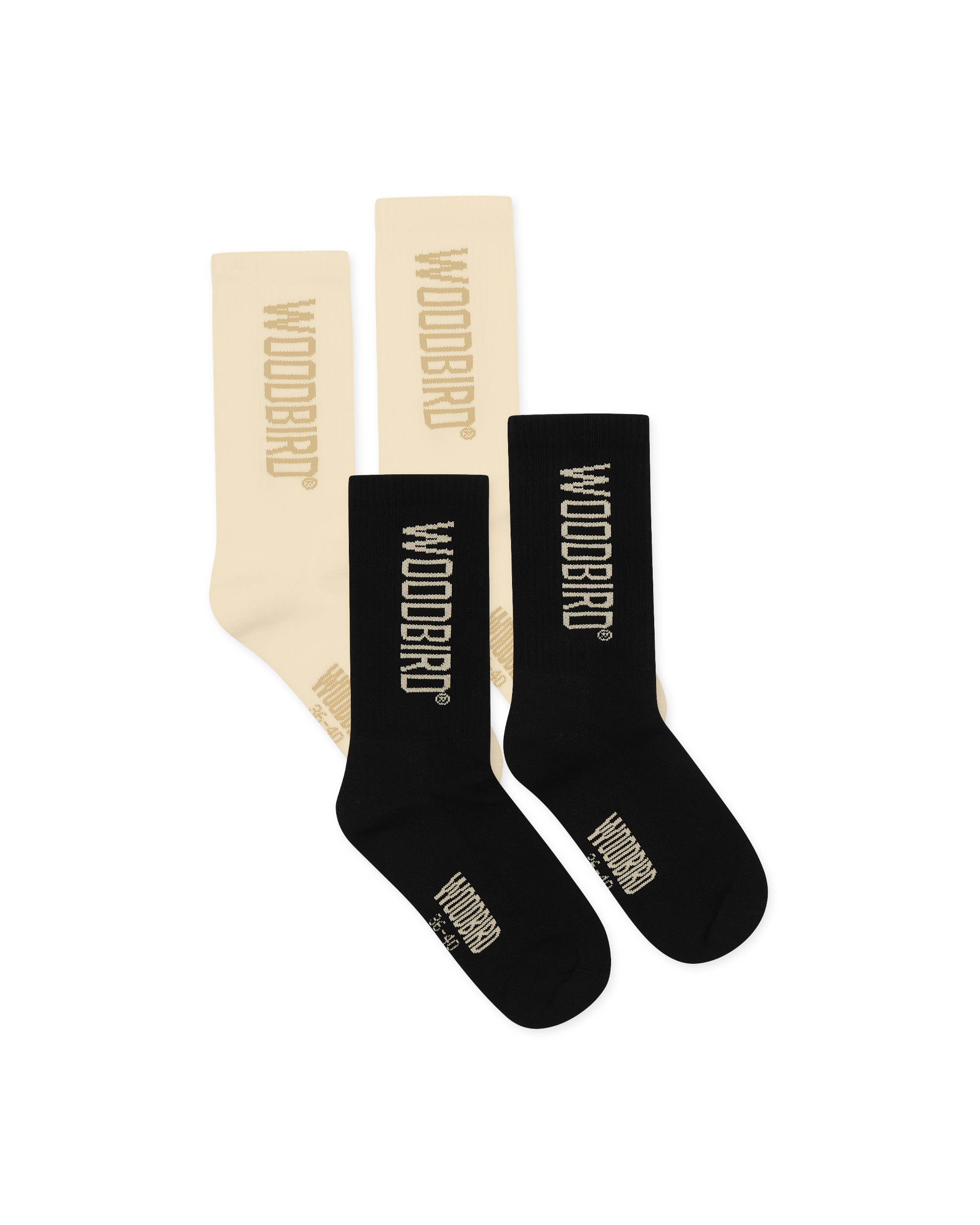 Woodbird WBTennis Multi Logo Socks 2 Pack Accessories Off White-Black