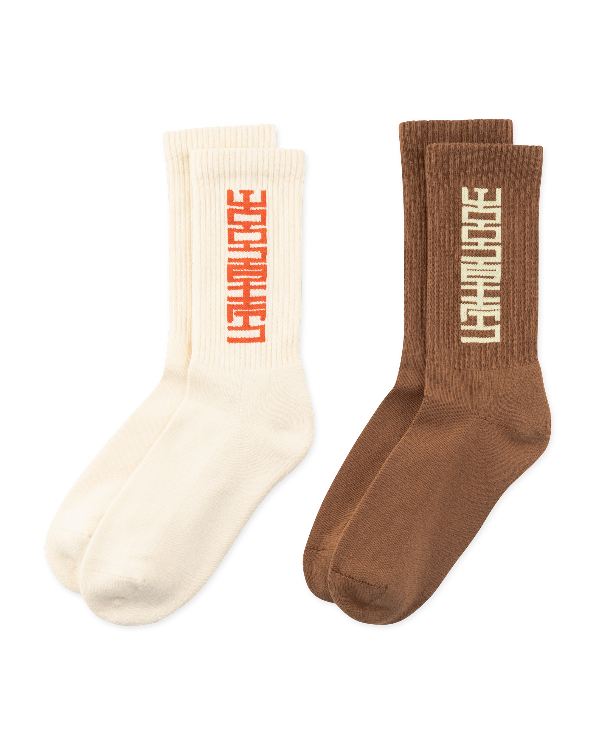 Woodbird WBTennis Sign Socks 2 pack Accessories Off White-Brown