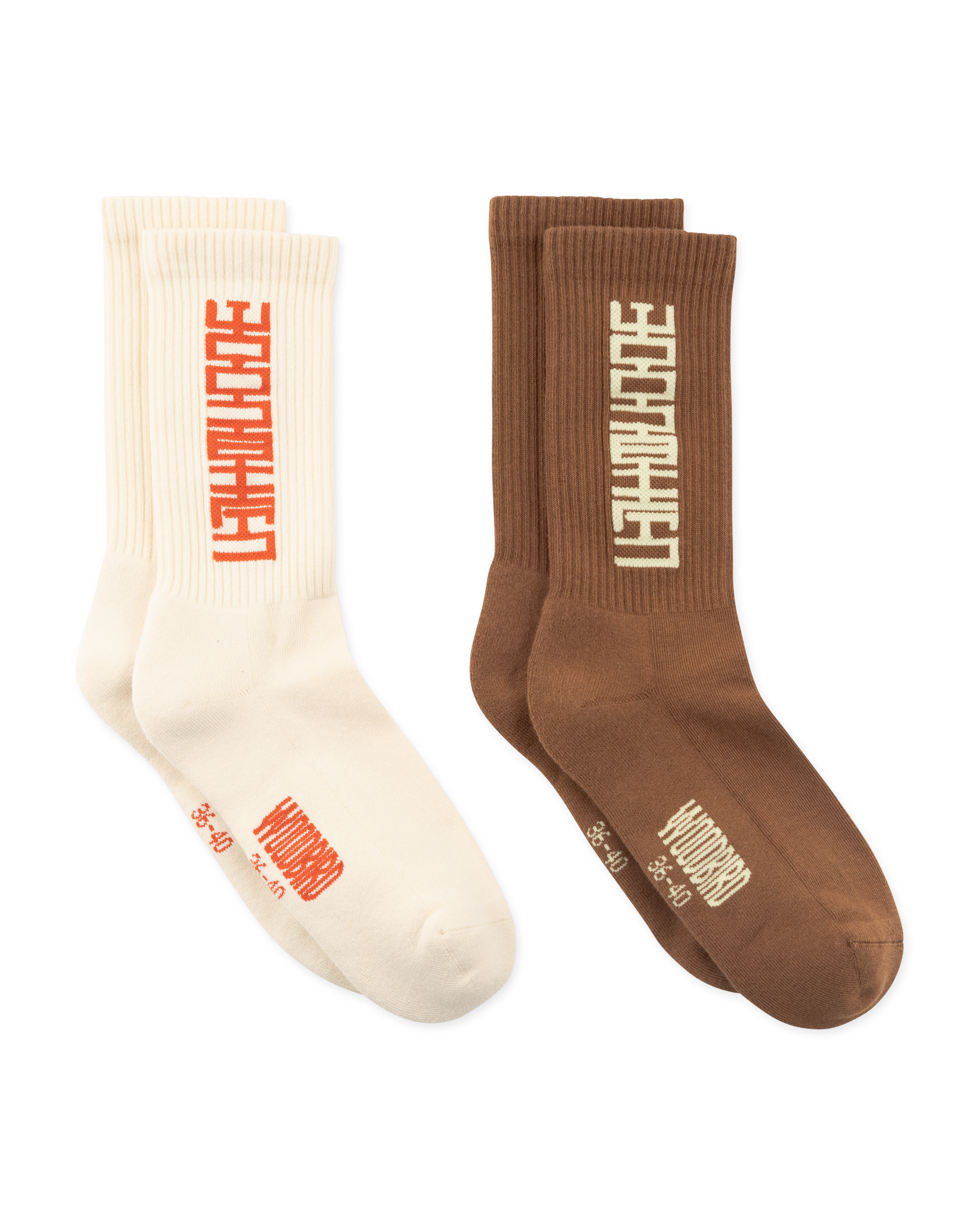 Woodbird WBTennis Sign Socks 2 pack Accessories Off White-Brown