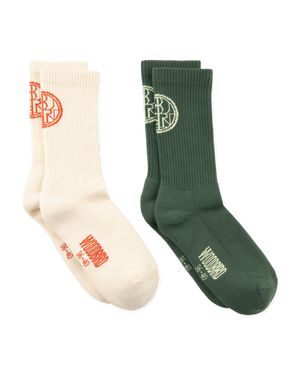 Woodbird WBTennis Stamp Socks 2 pack Accessories Pine Green-Off White