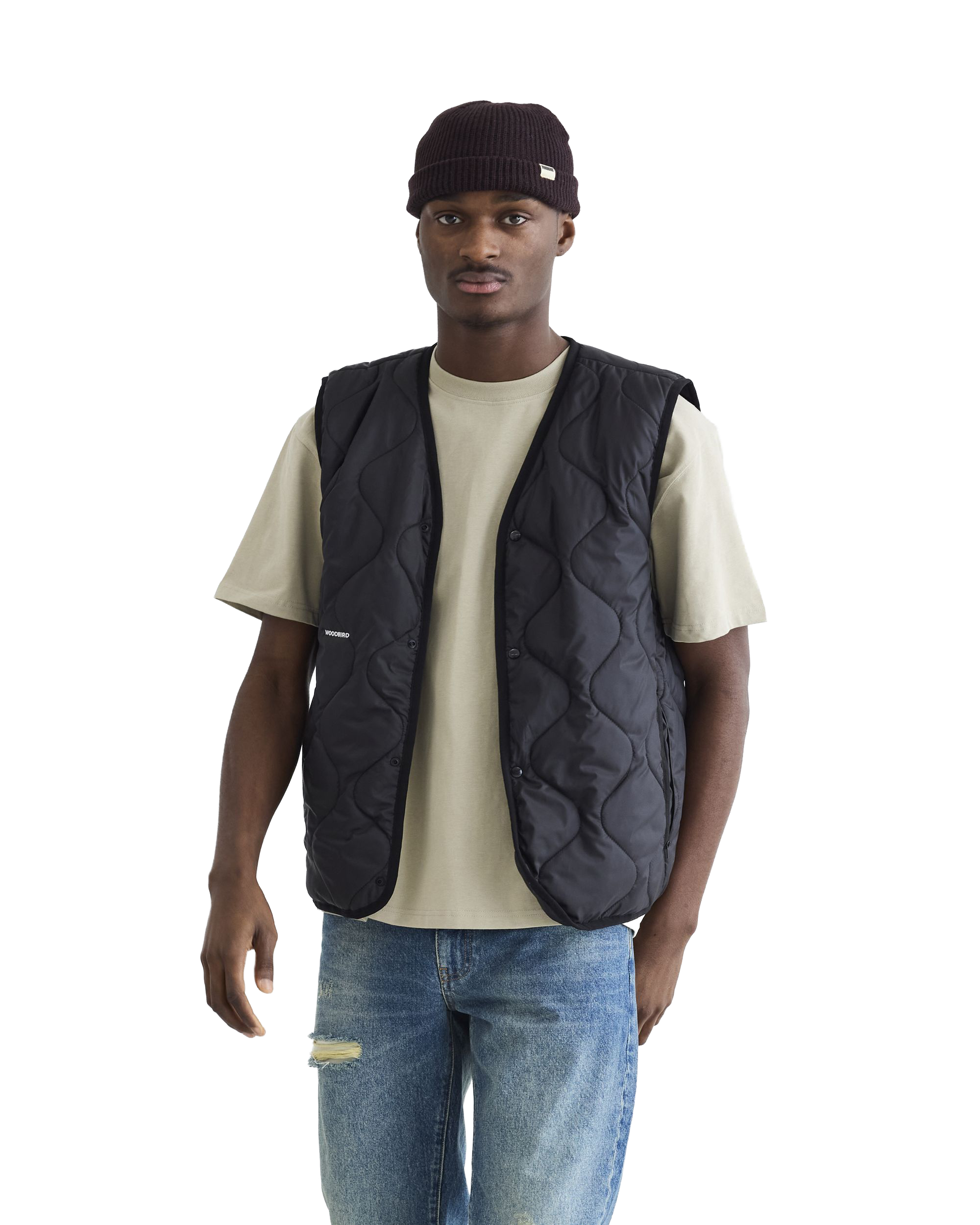 Woodbird WBTrais Quilt Vest Outerwear Black