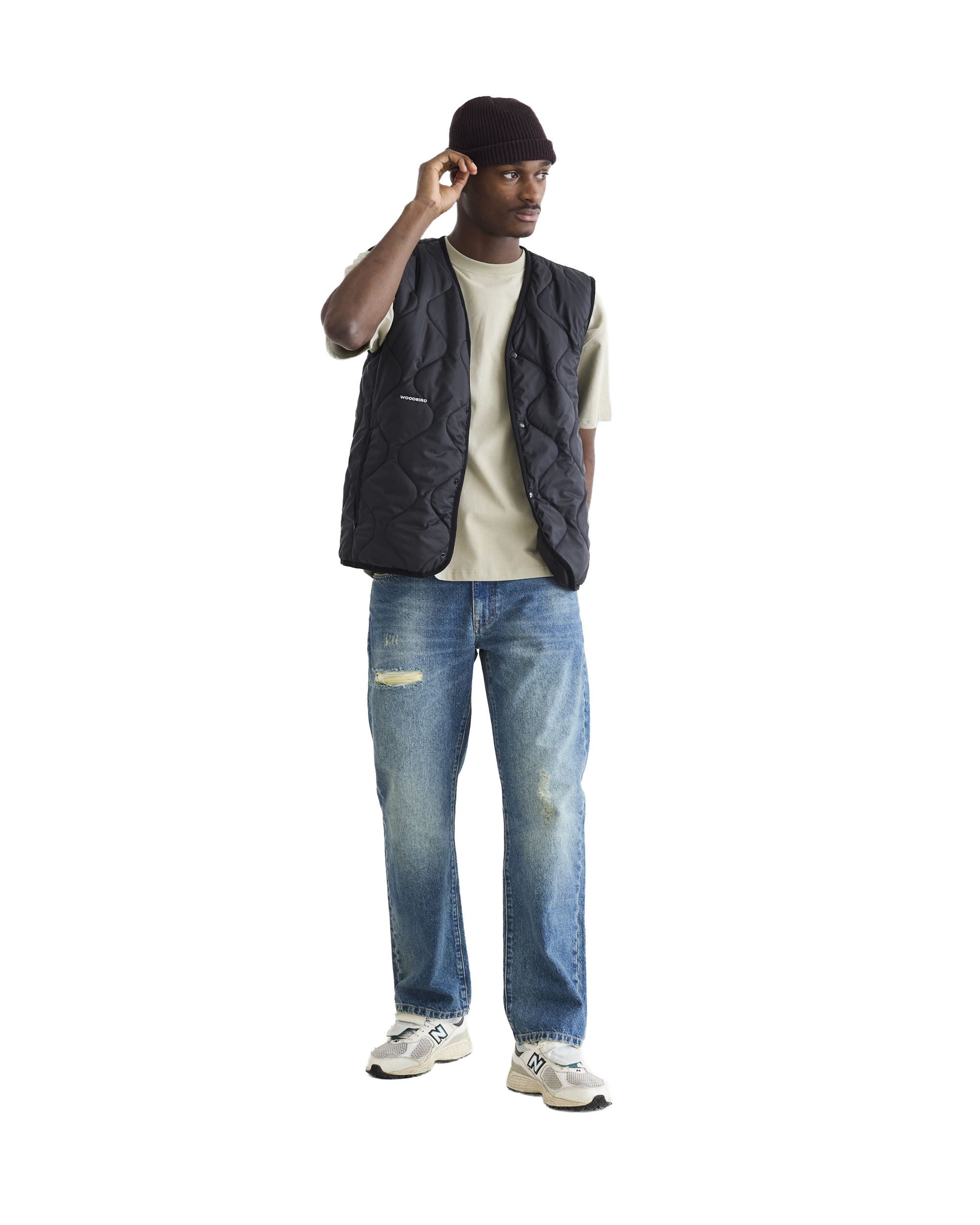 Woodbird WBTrais Quilt Vest Outerwear Black