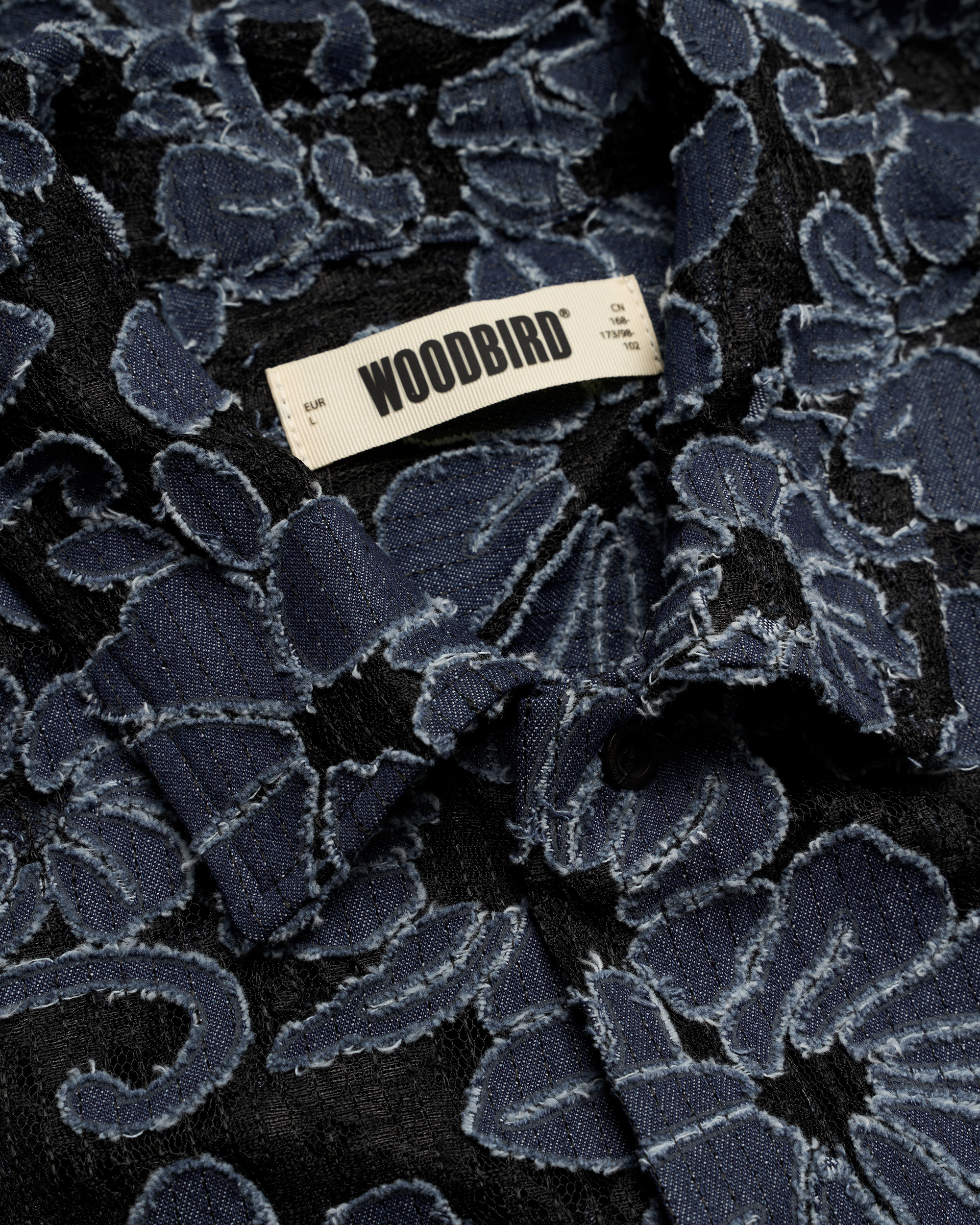 Woodbird WBWang Denim Lace Shirt Shirts Blue-Black
