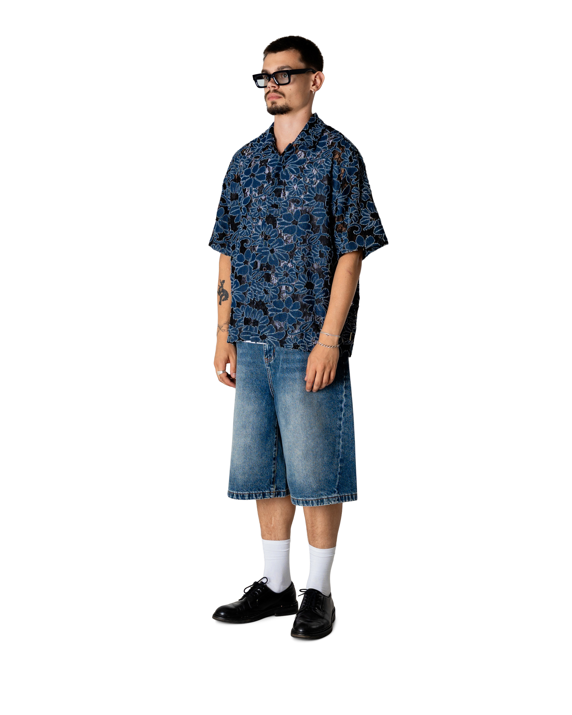 Woodbird WBWang Denim Lace Shirt Shirts Blue-Black