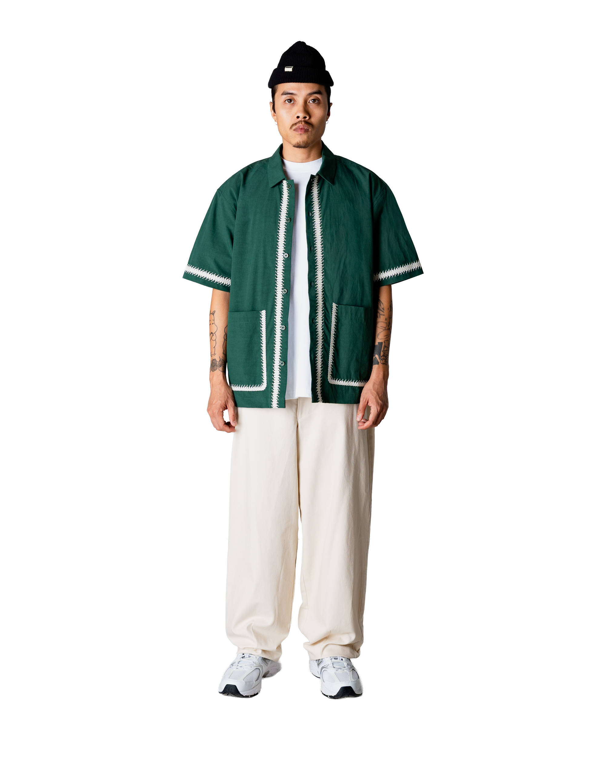 Woodbird WBWang Line Shirt Shirts Pine Green